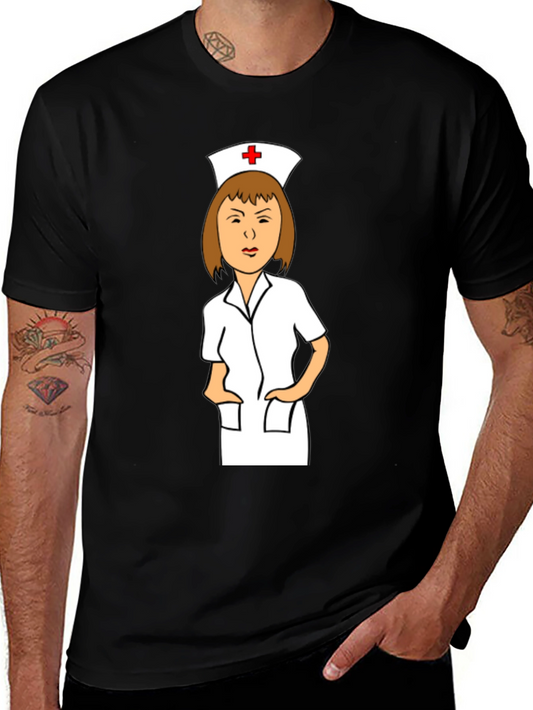 Cartoon Nurse Graphic T-Shirt
