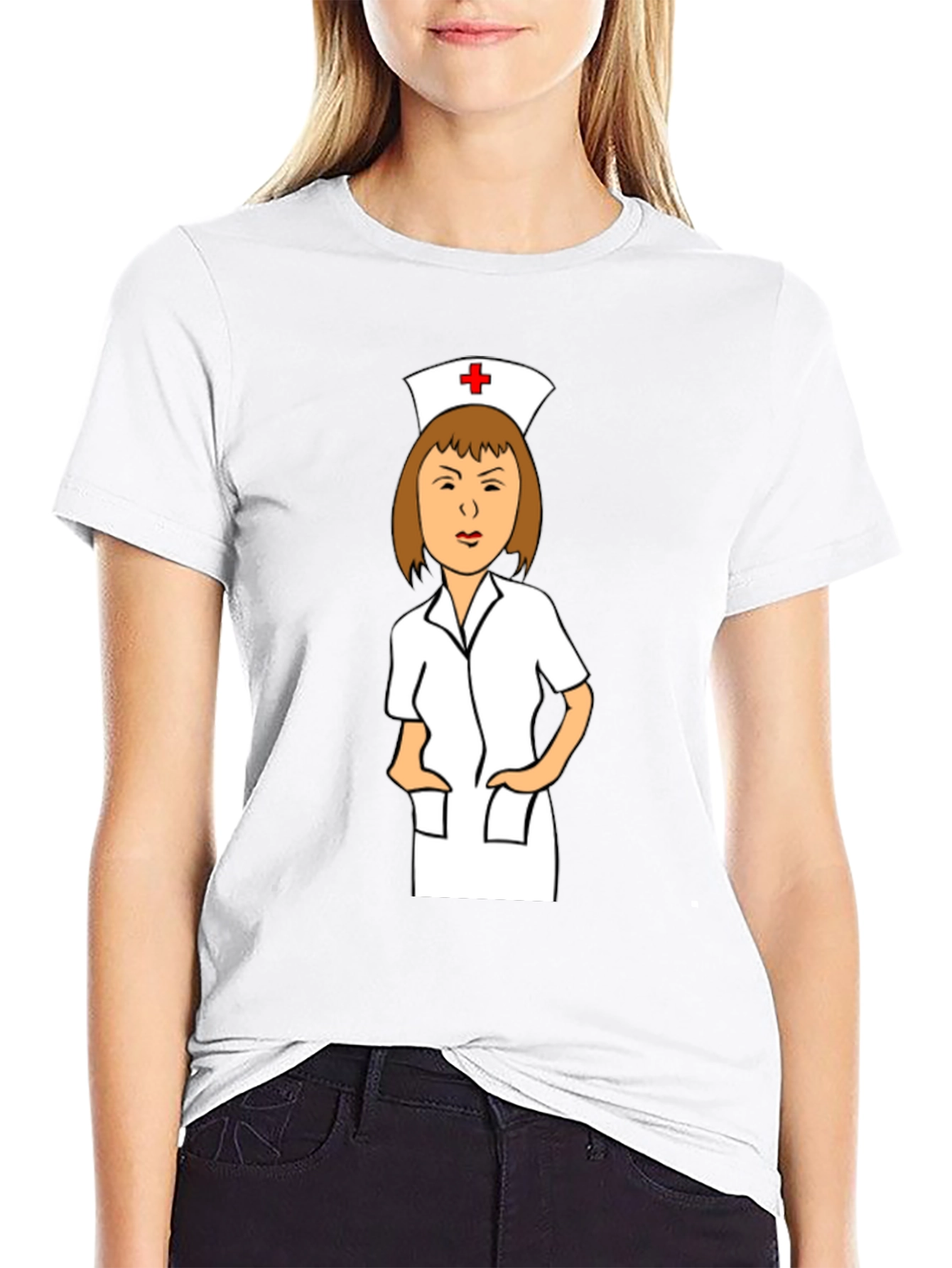Cartoon Nurse Graphic T-Shirt