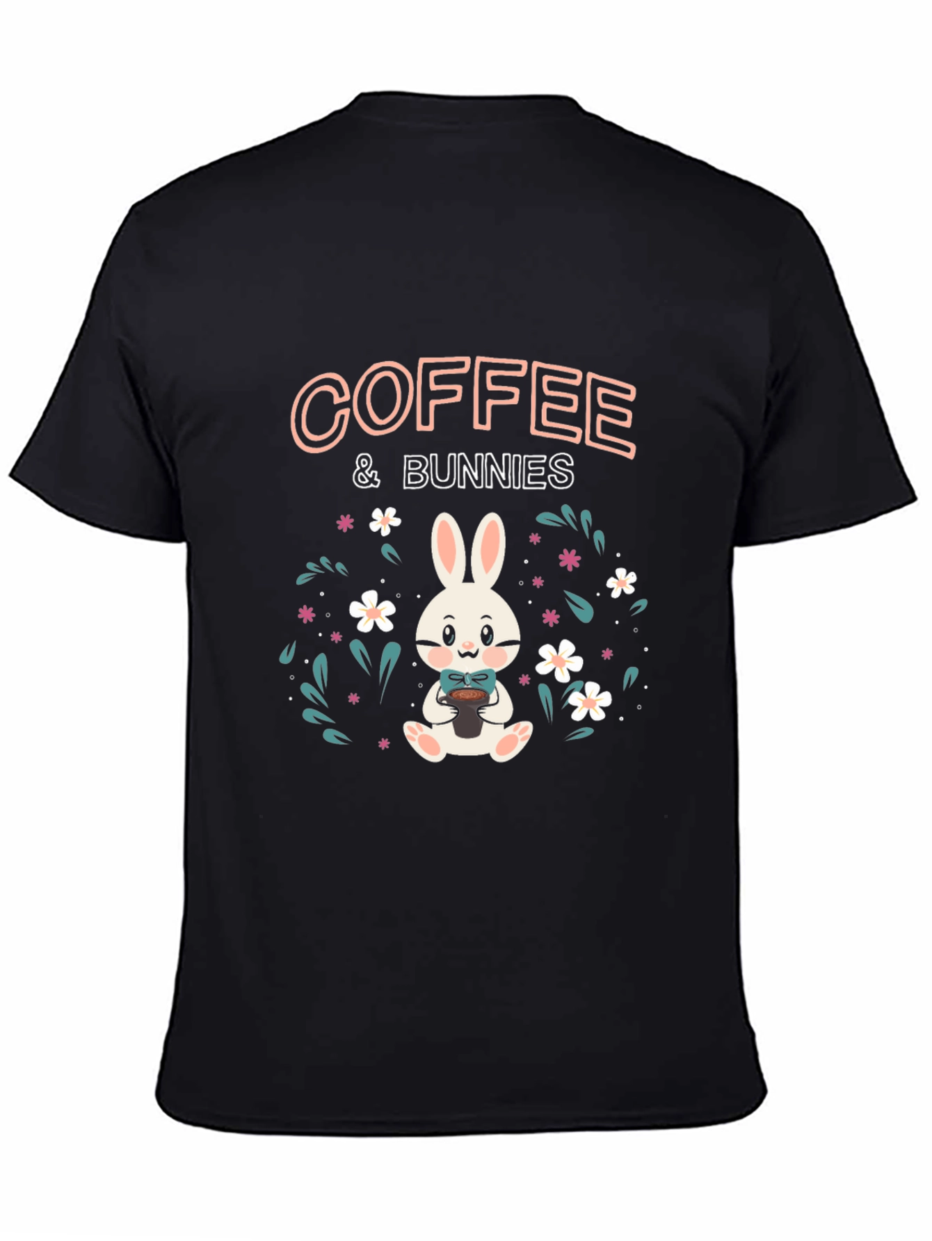Coffee & Bunnies Black Graphic T-Shirt