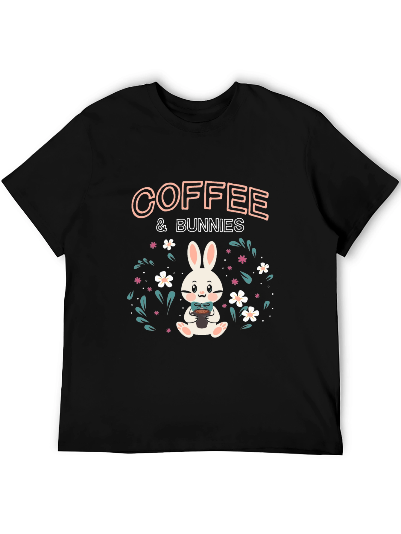 Coffee & Bunnies Black Graphic T-Shirt