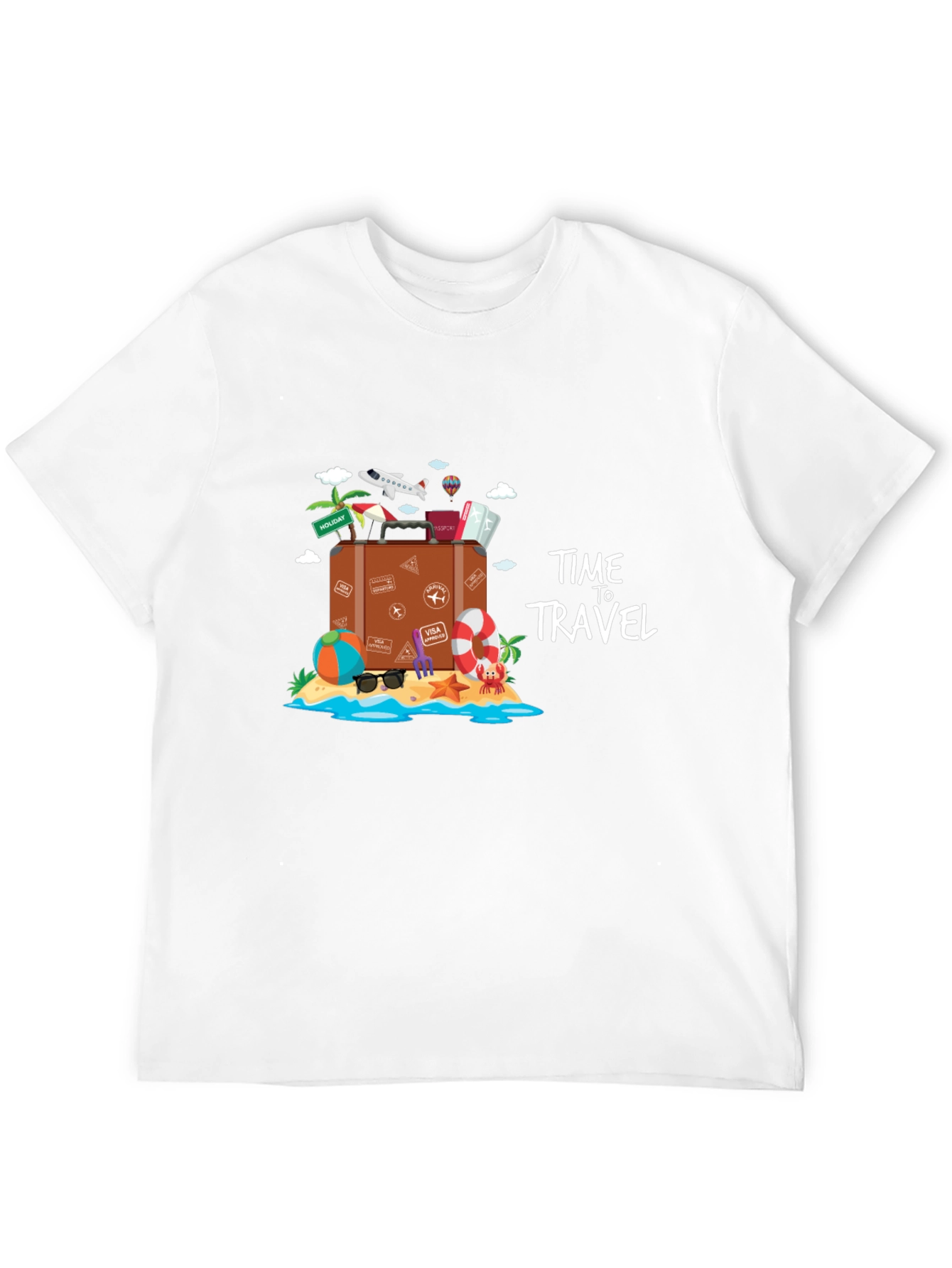 Time to Travel Graphic Tee - Black Cotton T-Shirt