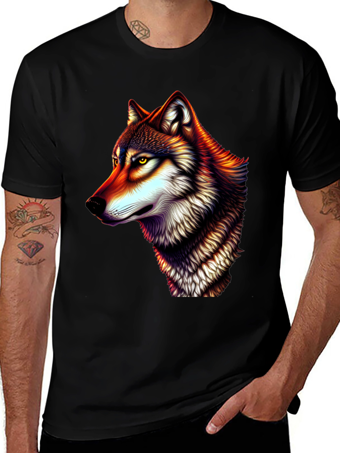 Wolf Graphic Tee - Mens Black T-Shirt