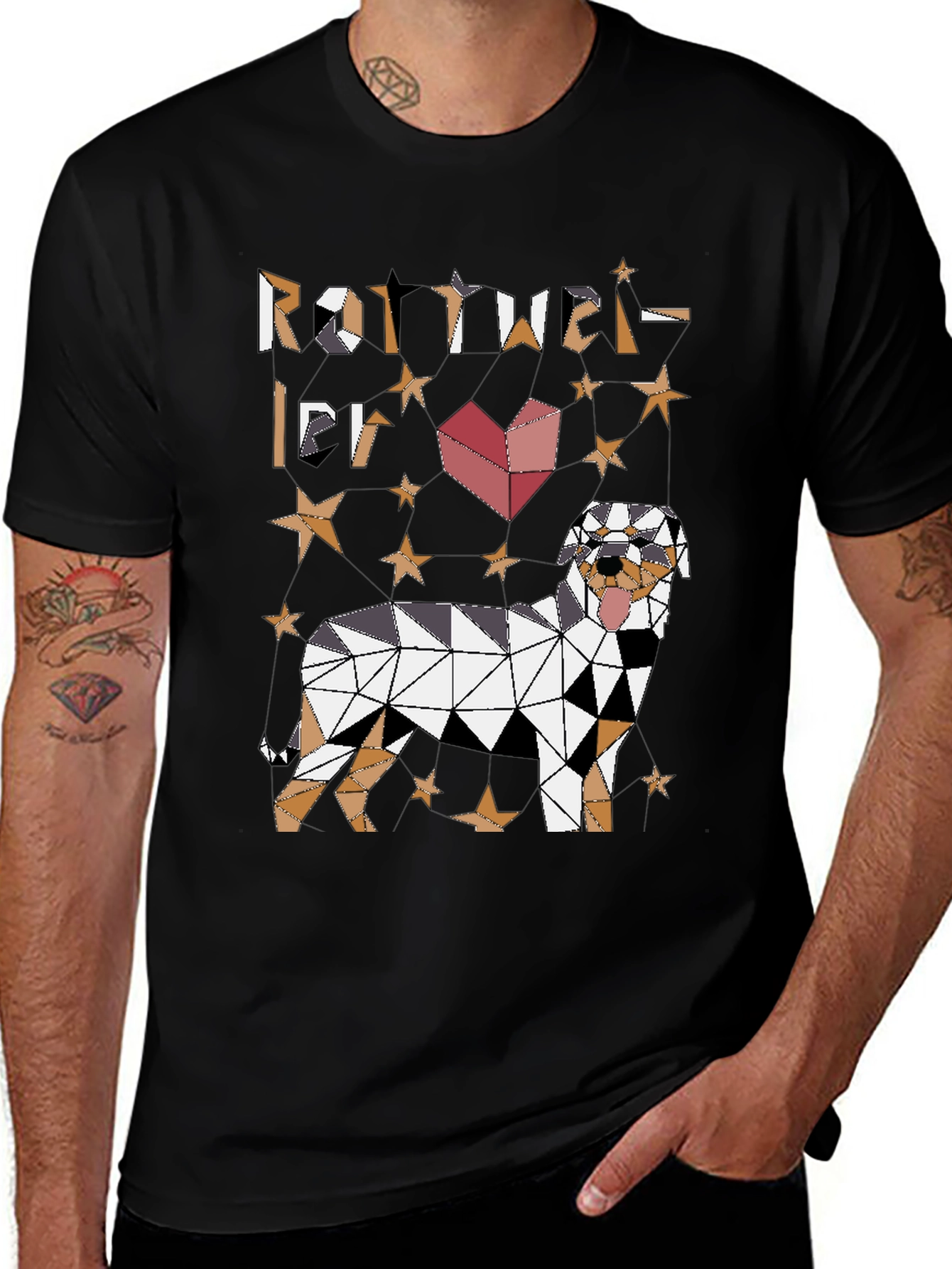 Geometric Rottweiler Dog Graphic Tee