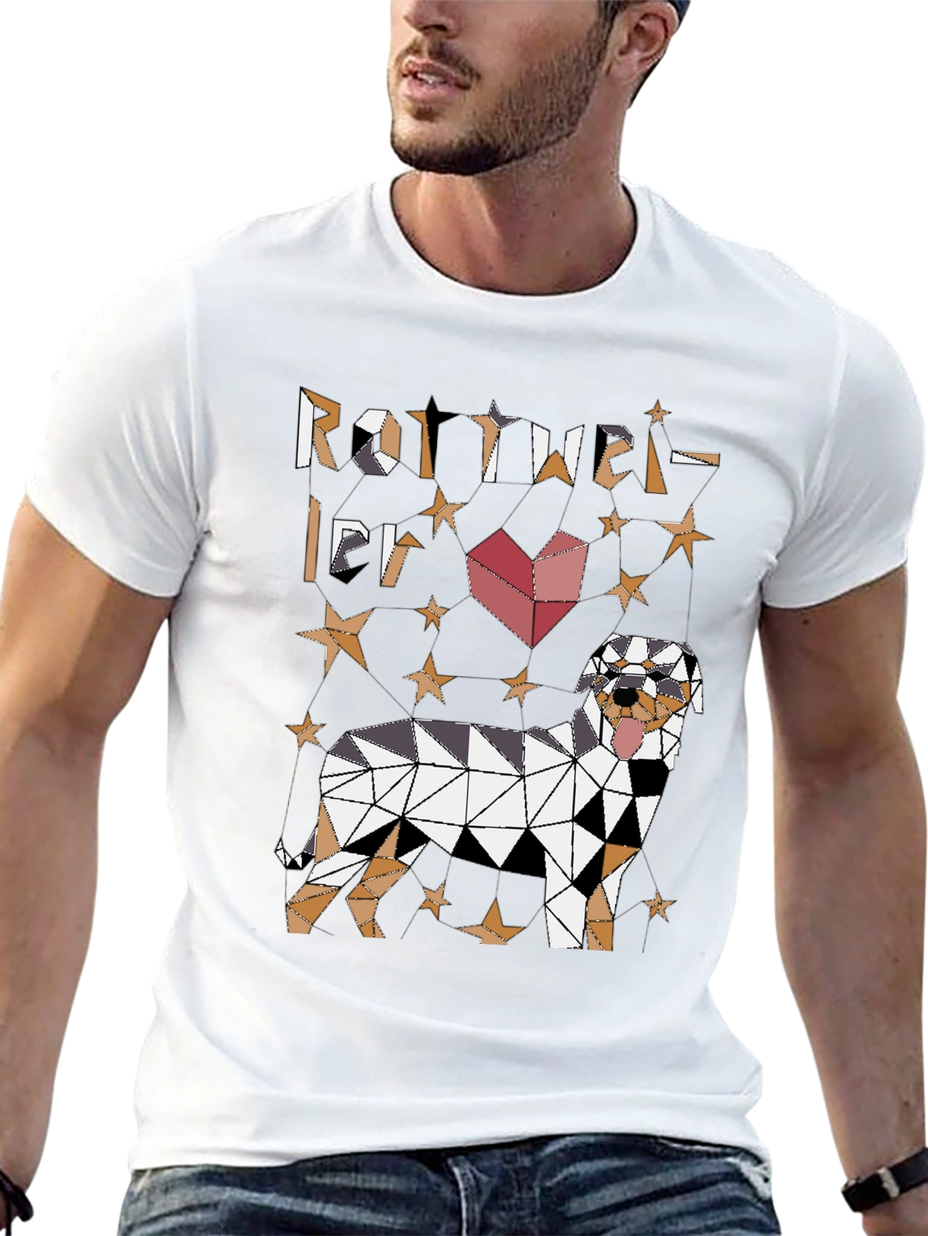 Geometric Rottweiler Dog Graphic Tee