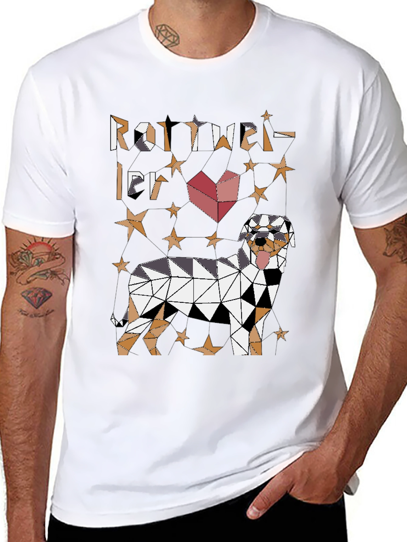 Geometric Rottweiler Dog Graphic Tee