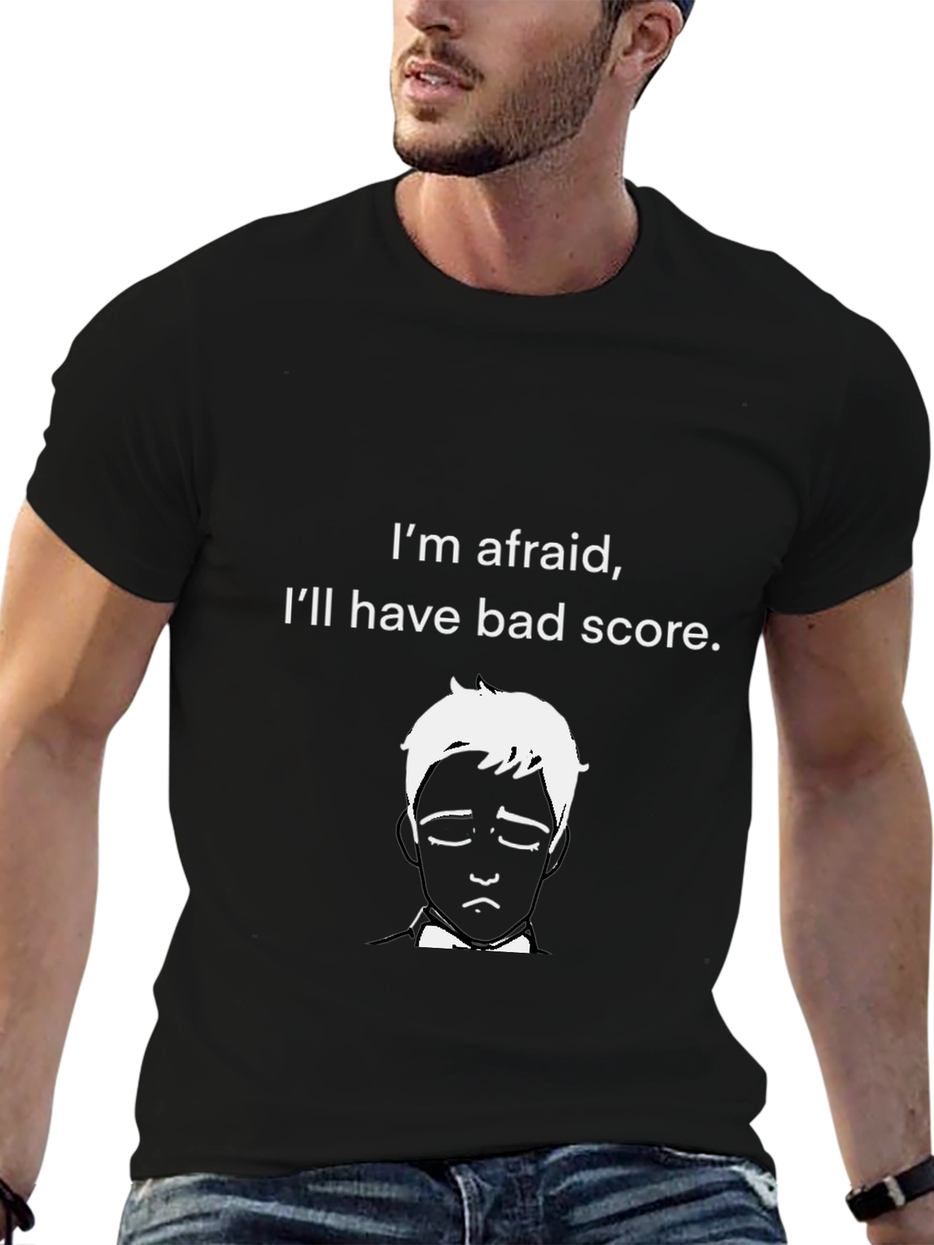 Afraid Bad Score Graphic Black T-Shirt
