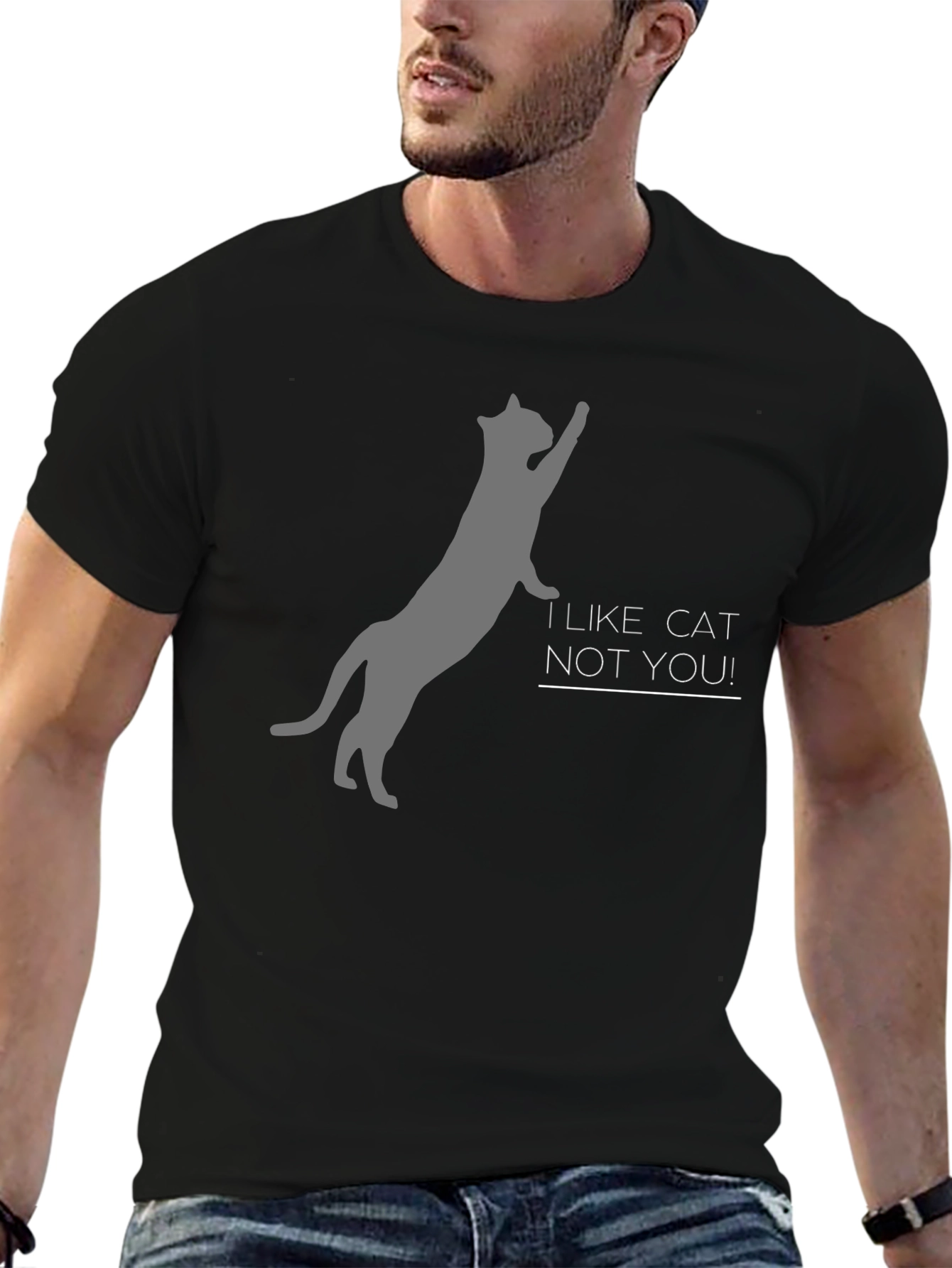 I Like Cat Not You! Black Tee