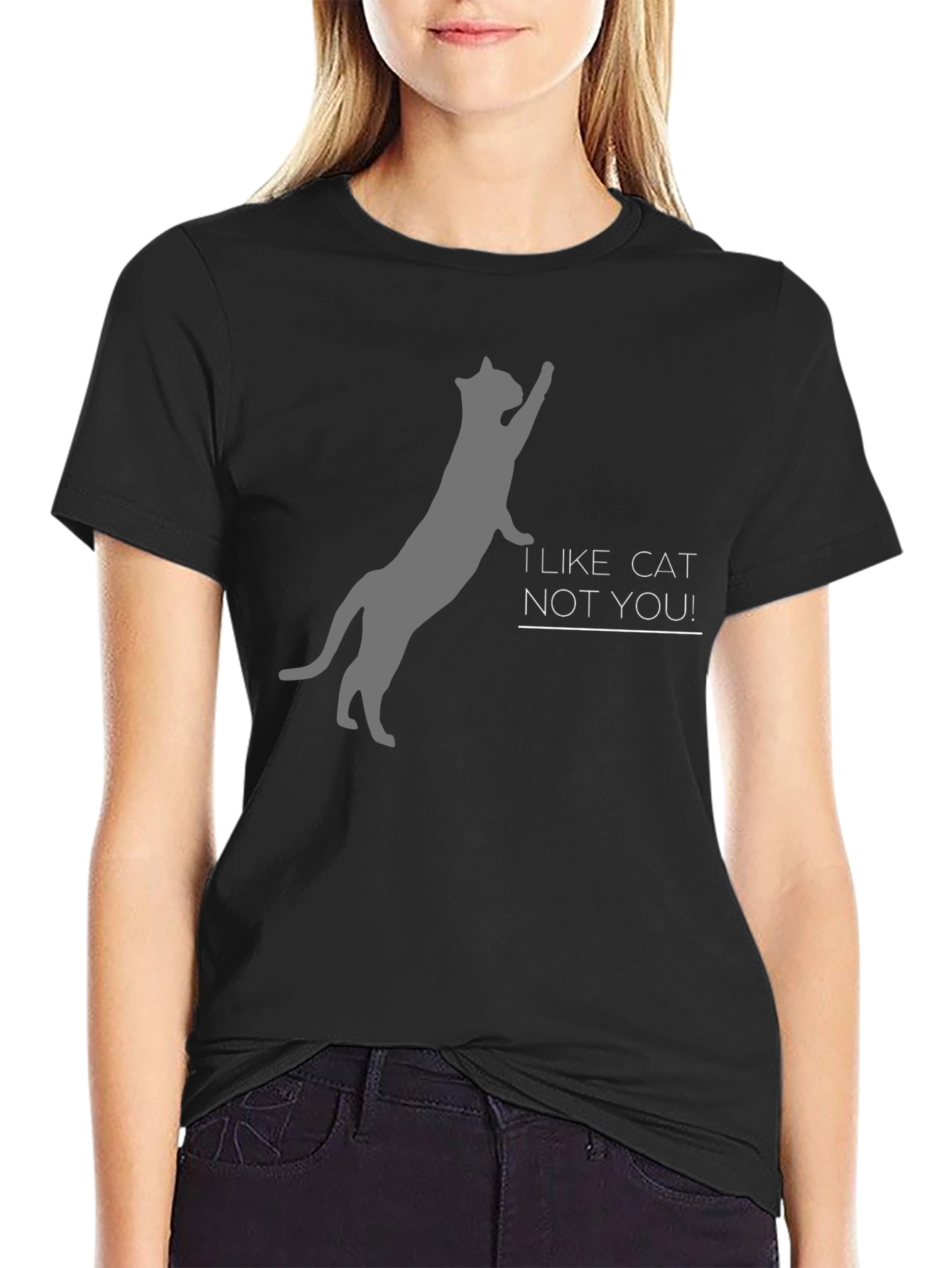 I Like Cat Not You! Black Tee