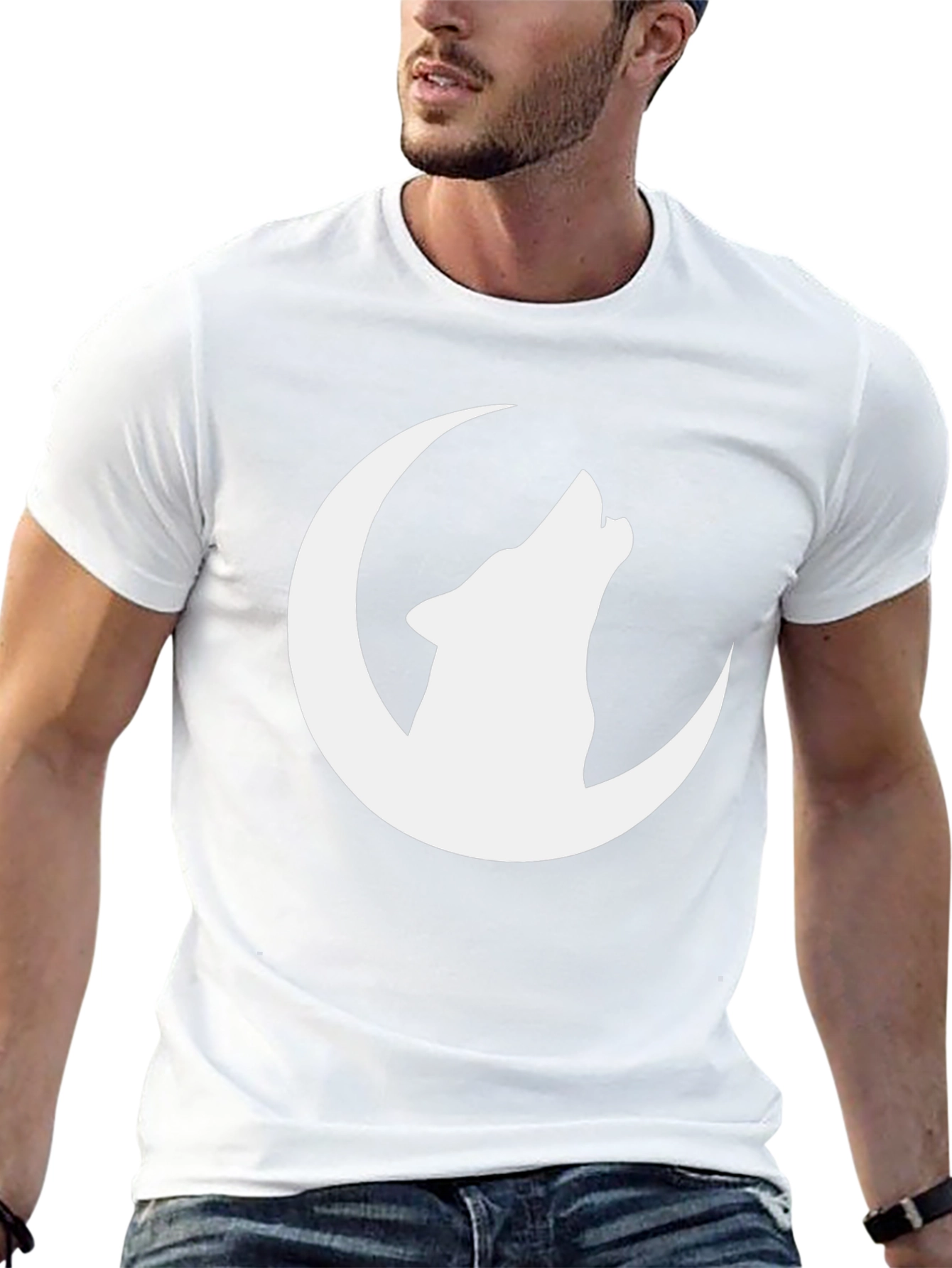 Wolf Howling at Moon Graphic T-Shirt - Black