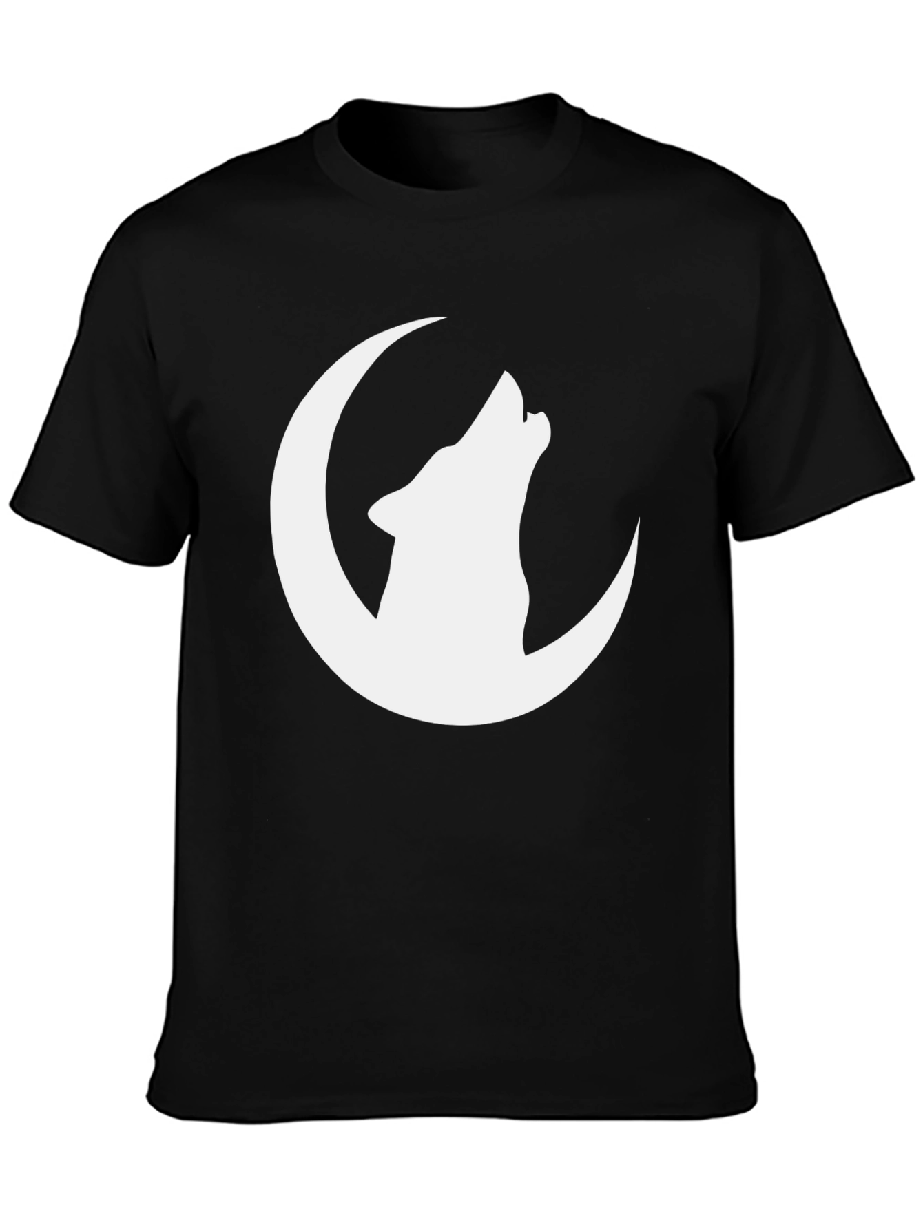 Wolf Howling at Moon Graphic T-Shirt - Black