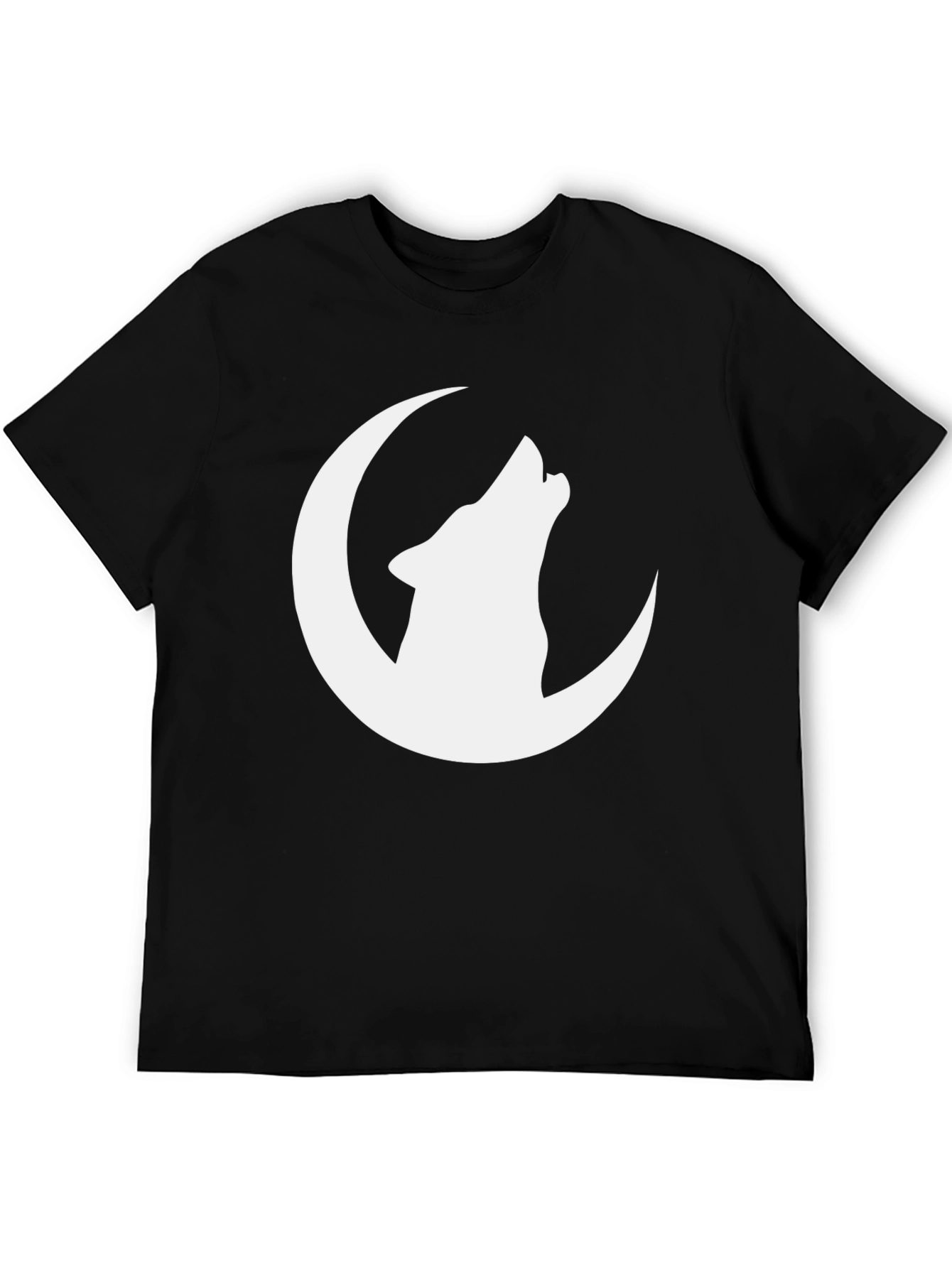 Wolf Howling at Moon Graphic T-Shirt - Black