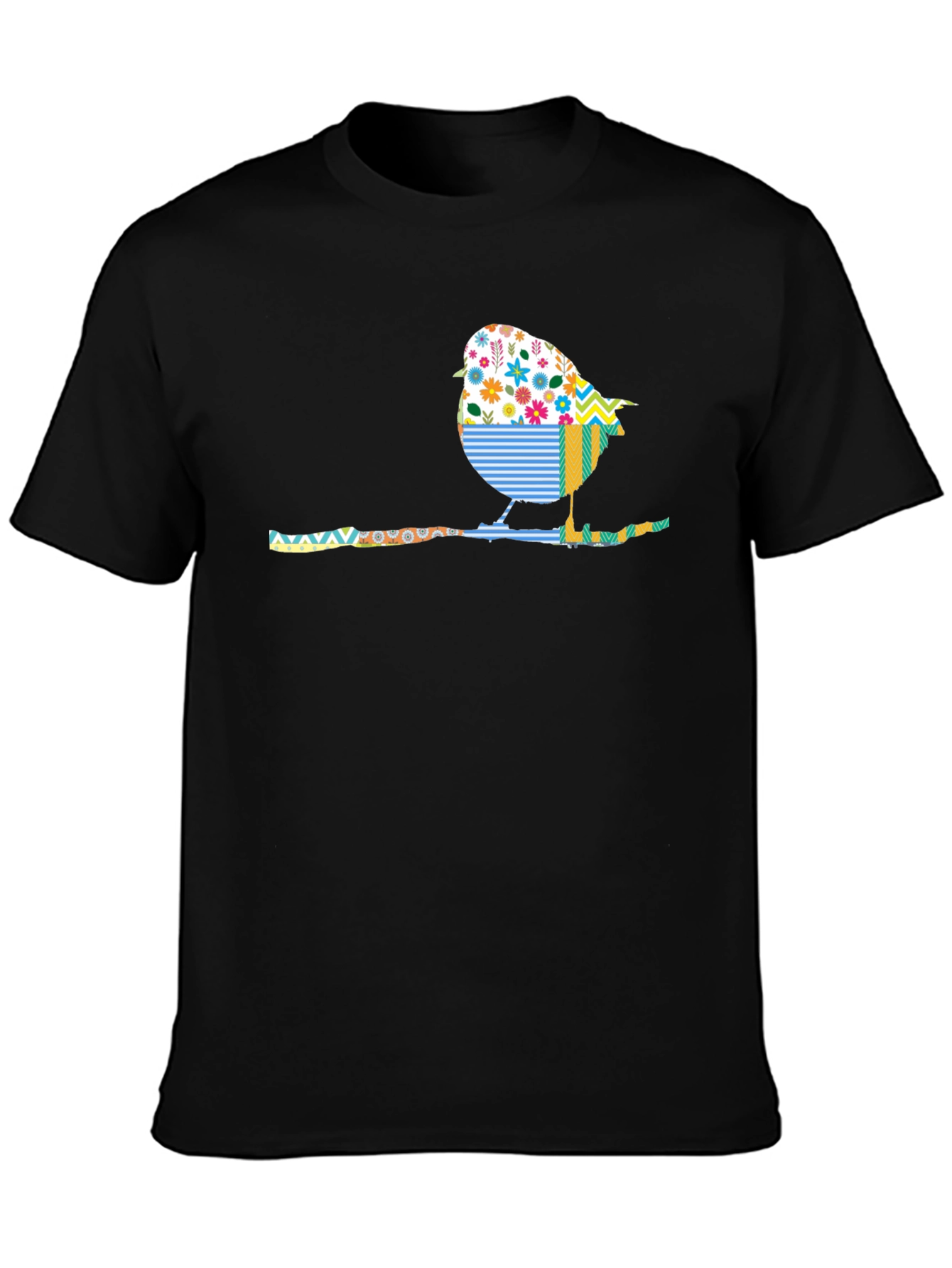 Whimsical Bird on Branch Graphic Tee
