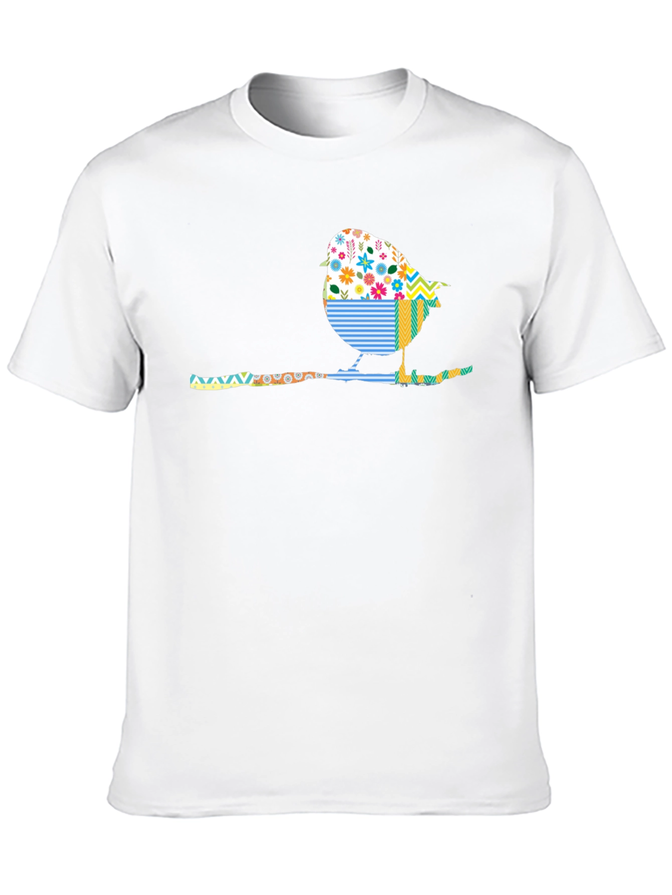 Whimsical Bird on Branch Graphic Tee