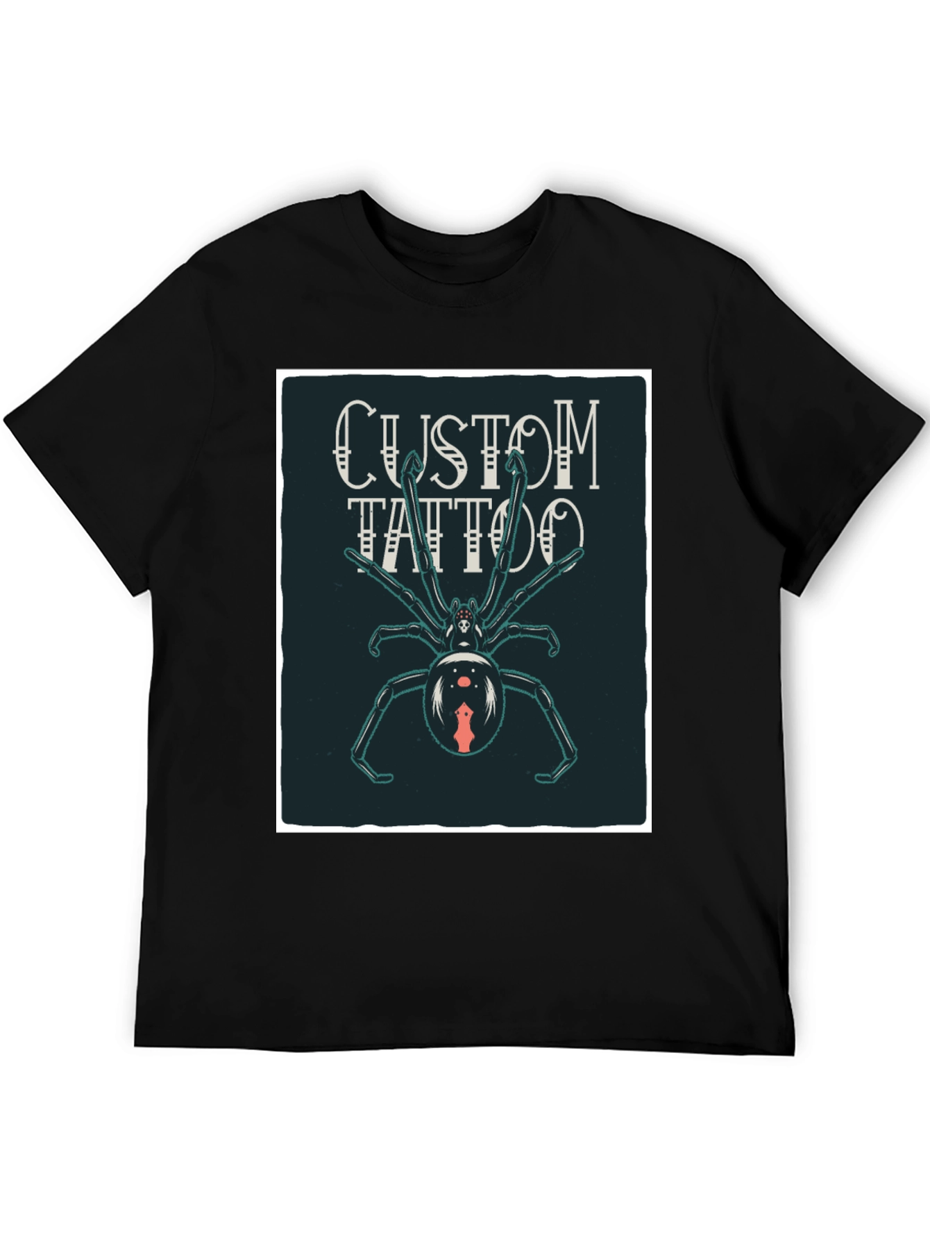 Custom Tattoo Spider Graphic Black T-Shirt