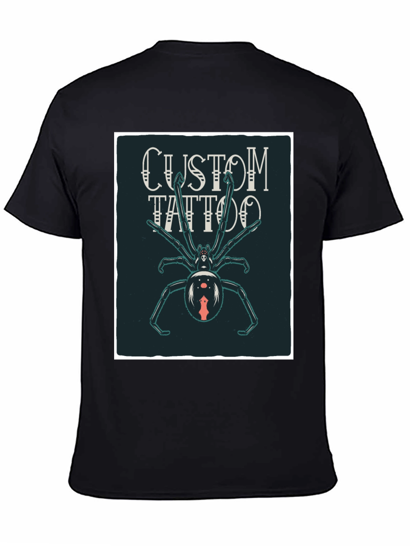 Custom Tattoo Spider Graphic Black T-Shirt