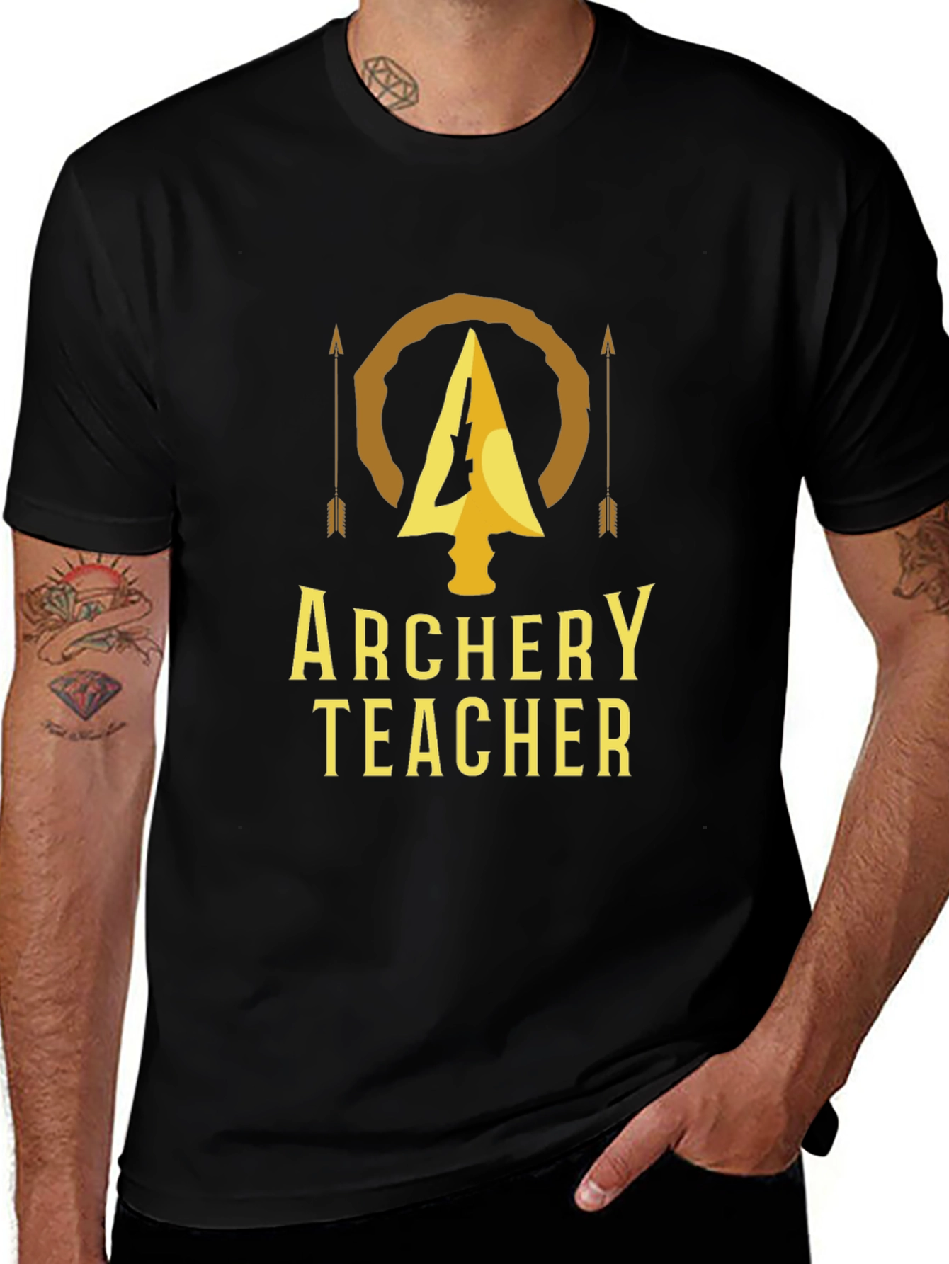 Archery Teacher T-Shirt - Golden Arrow Design