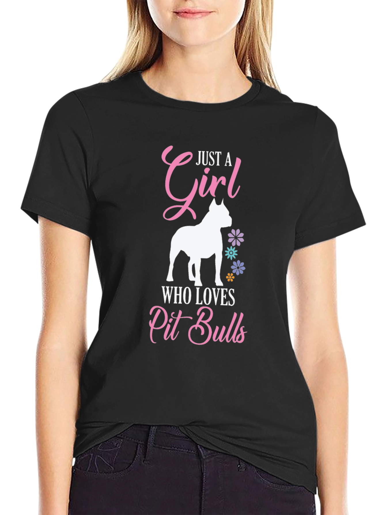 Just A Girl Who Loves Pit Bulls Graphic Tee