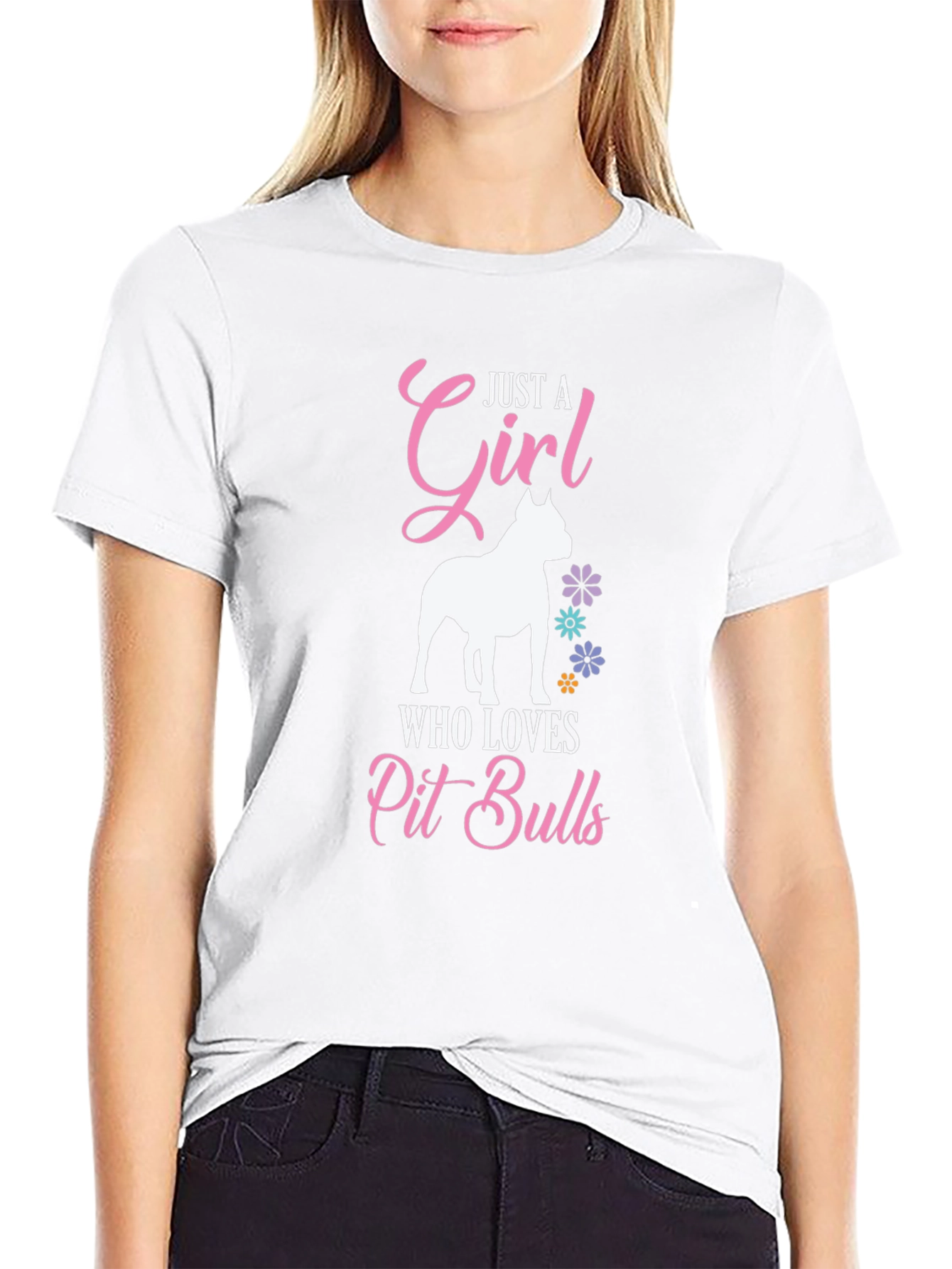 Just A Girl Who Loves Pit Bulls Graphic Tee