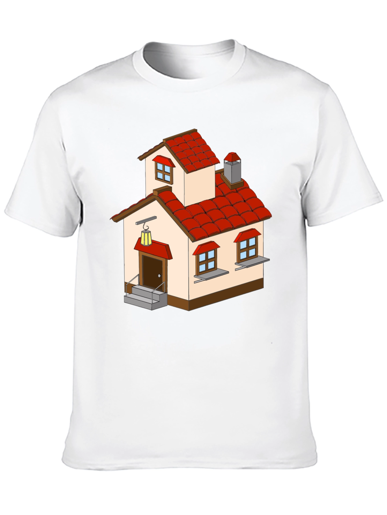 Cartoon House Graphic Tee - Quirky Black T-Shirt