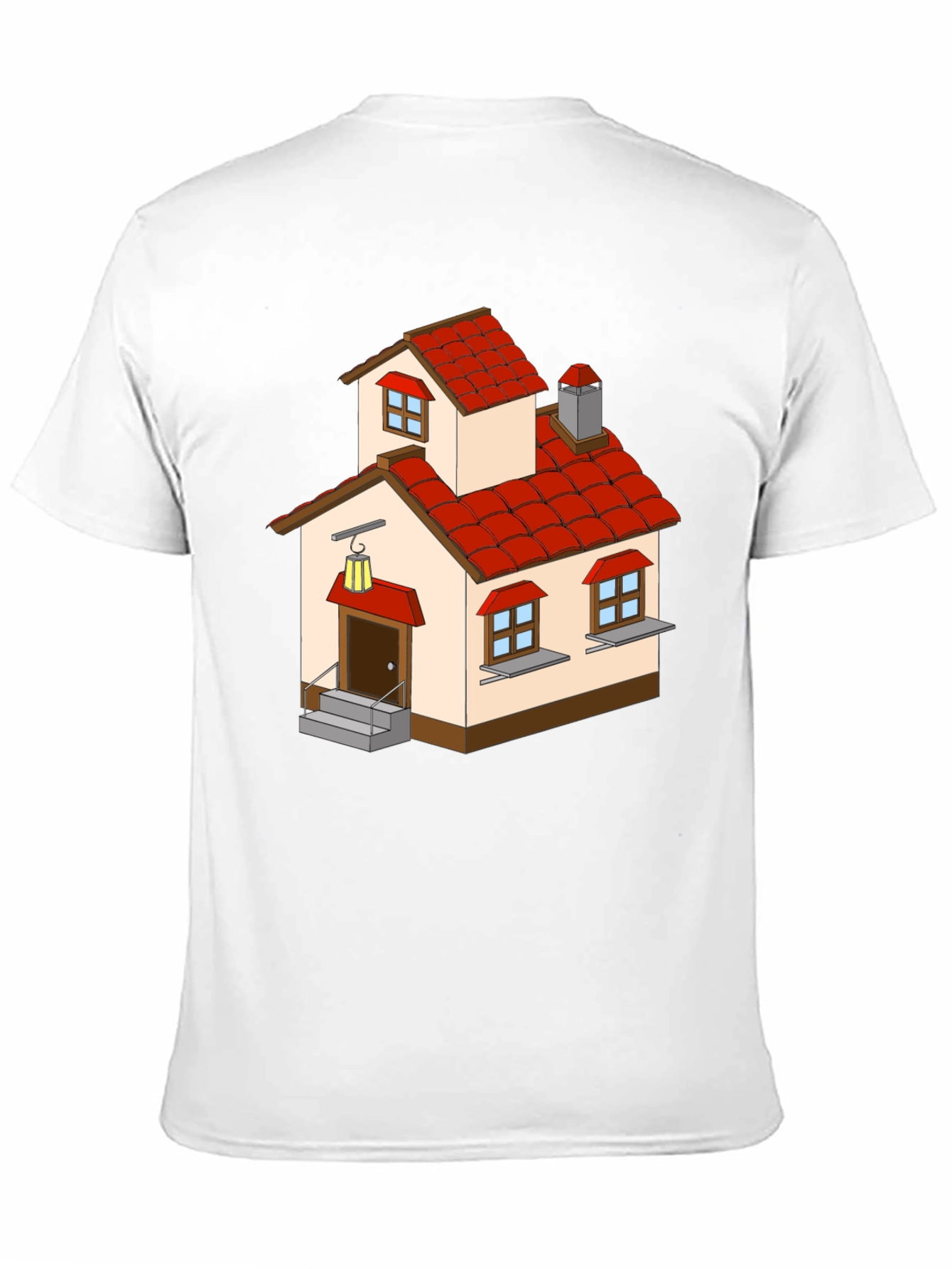Cartoon House Graphic Tee - Quirky Black T-Shirt