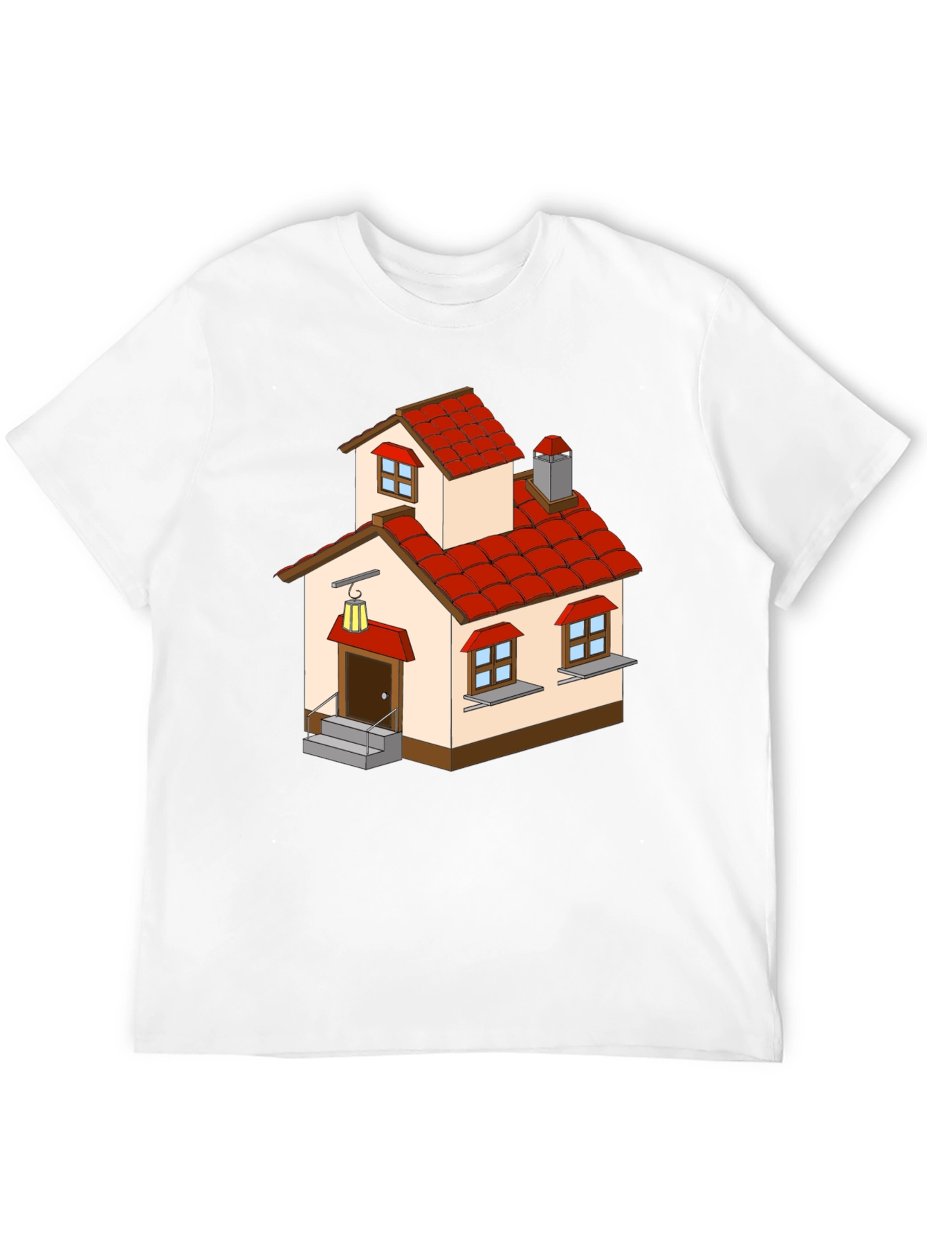 Cartoon House Graphic Tee - Quirky Black T-Shirt