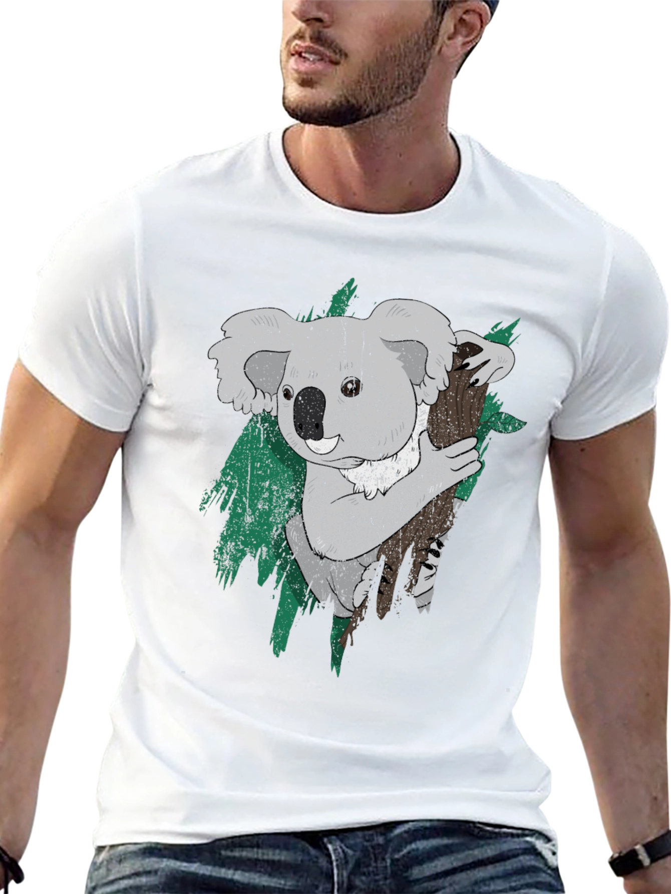 Koala Bear Graphic Print Black T-Shirt