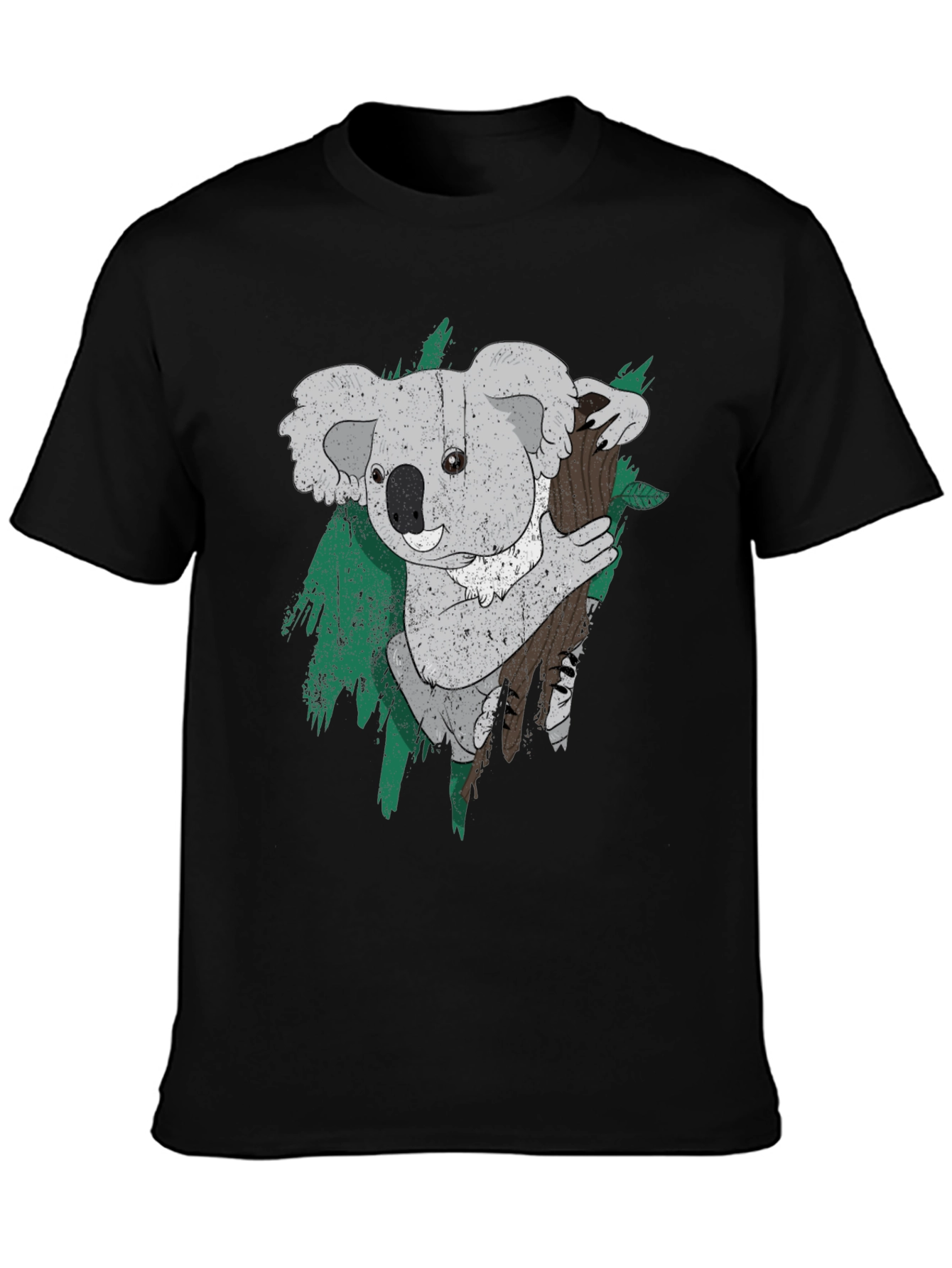 Koala Bear Graphic Print Black T-Shirt