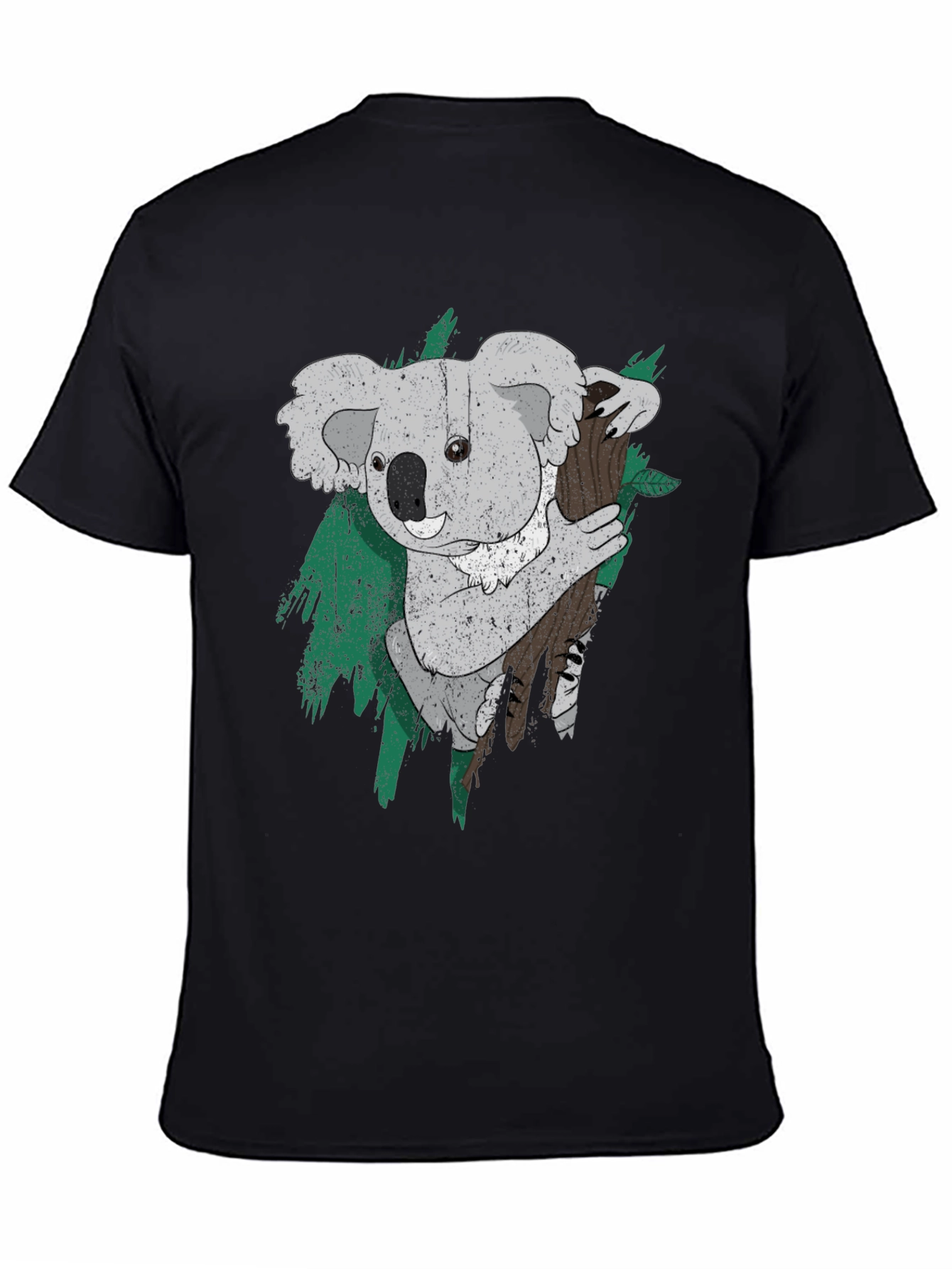 Koala Bear Graphic Print Black T-Shirt