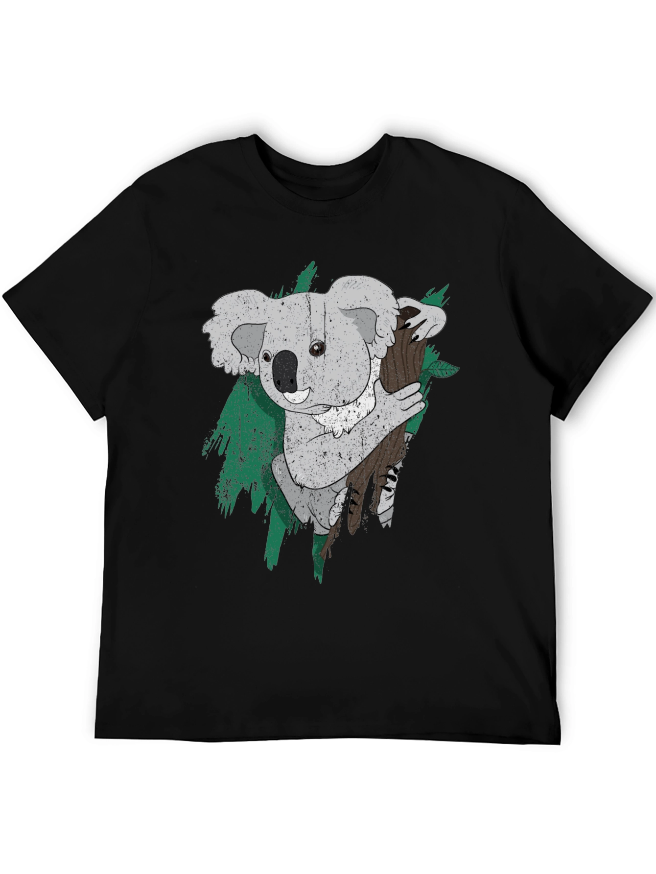 Koala Bear Graphic Print Black T-Shirt