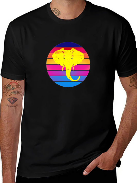 Retro Elephant Sunset Graphic Tee