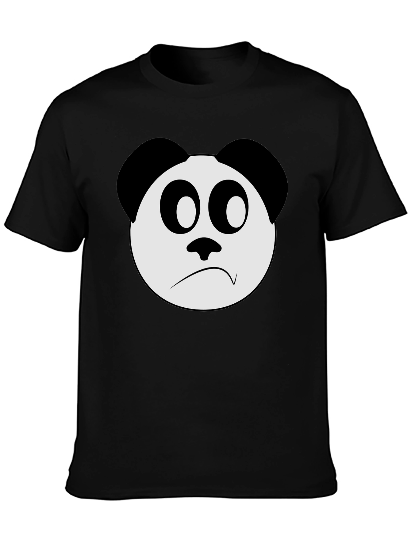 Sad Panda Face Graphic Black T-Shirt