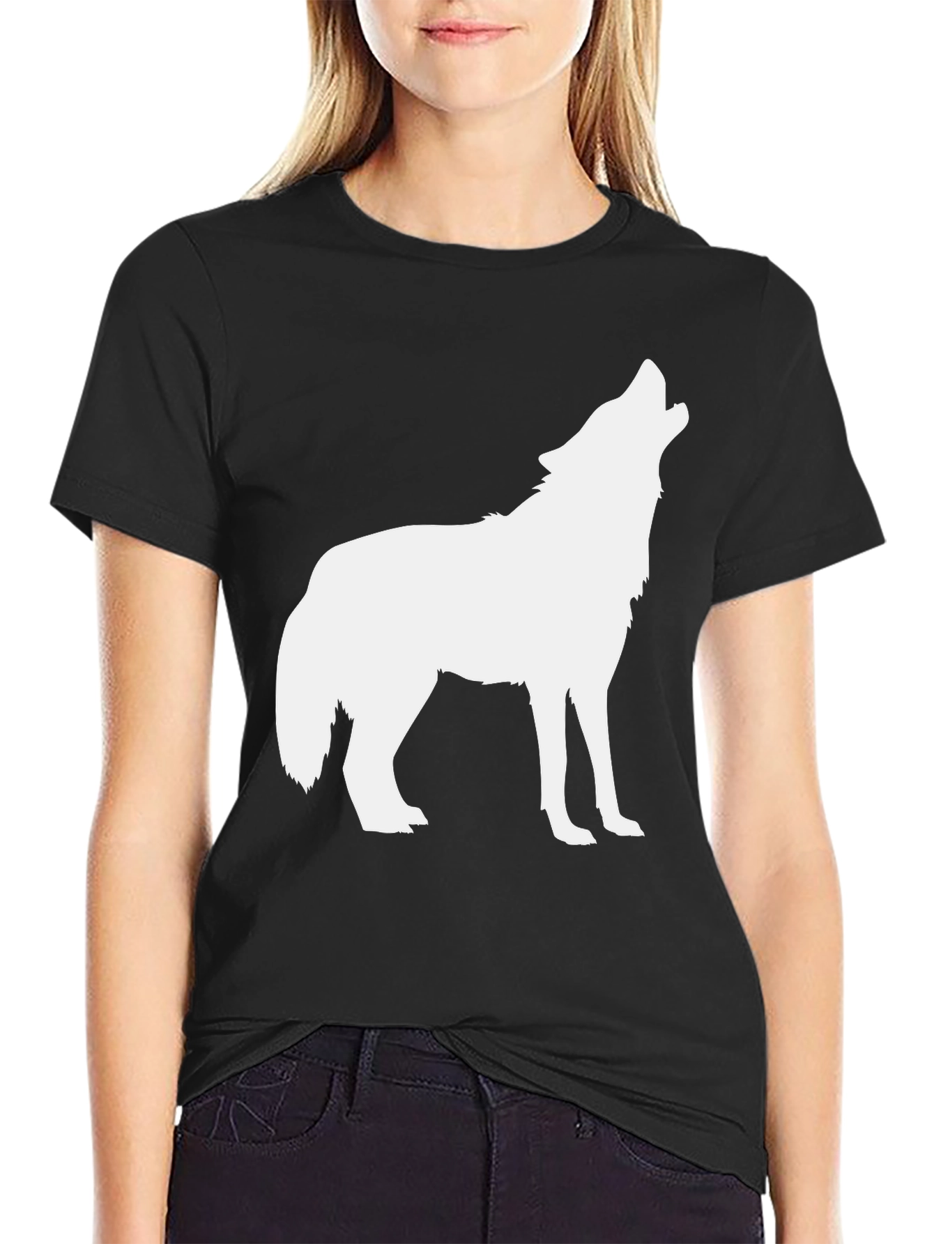 Mens Black Wolf Graphic Tee