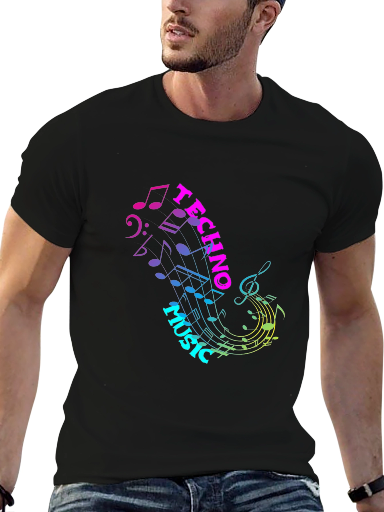 Techno Music Graphic T-Shirt - Stylish Black Tee