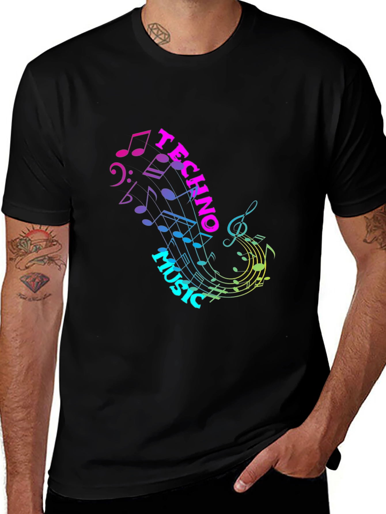 Techno Music Graphic T-Shirt - Stylish Black Tee