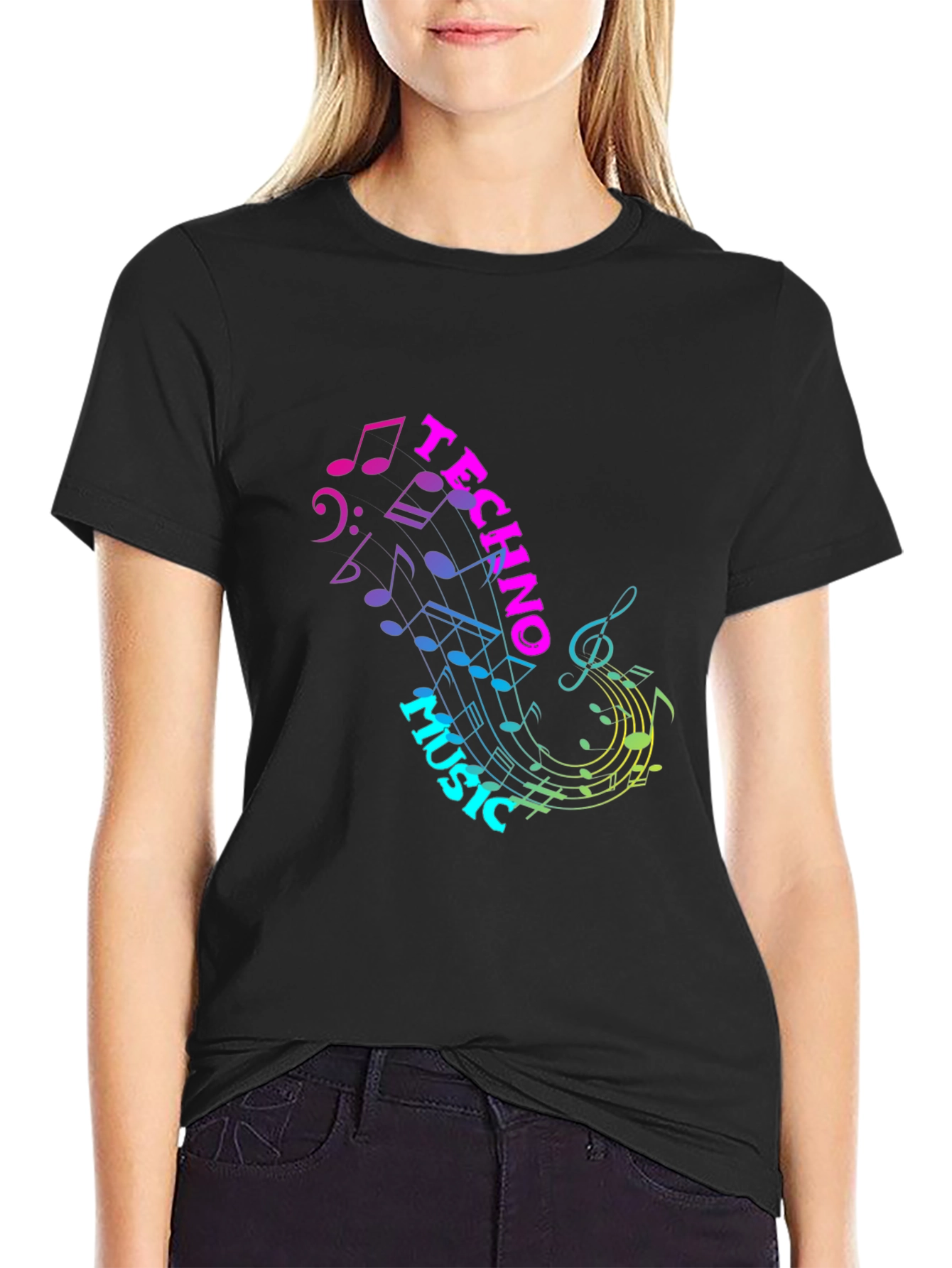 Techno Music Graphic T-Shirt - Stylish Black Tee
