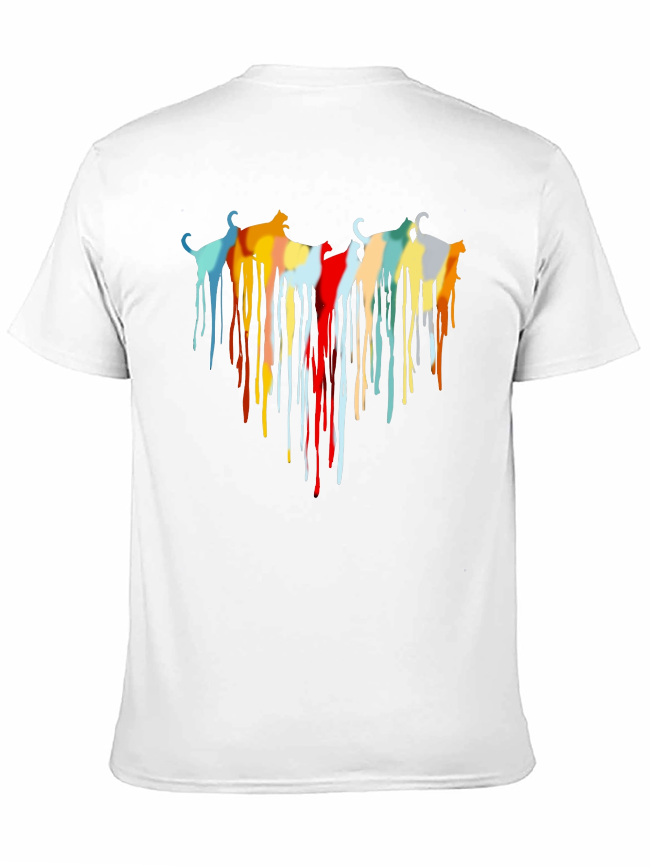Abstract Cat Drip Art Black T-Shirt
