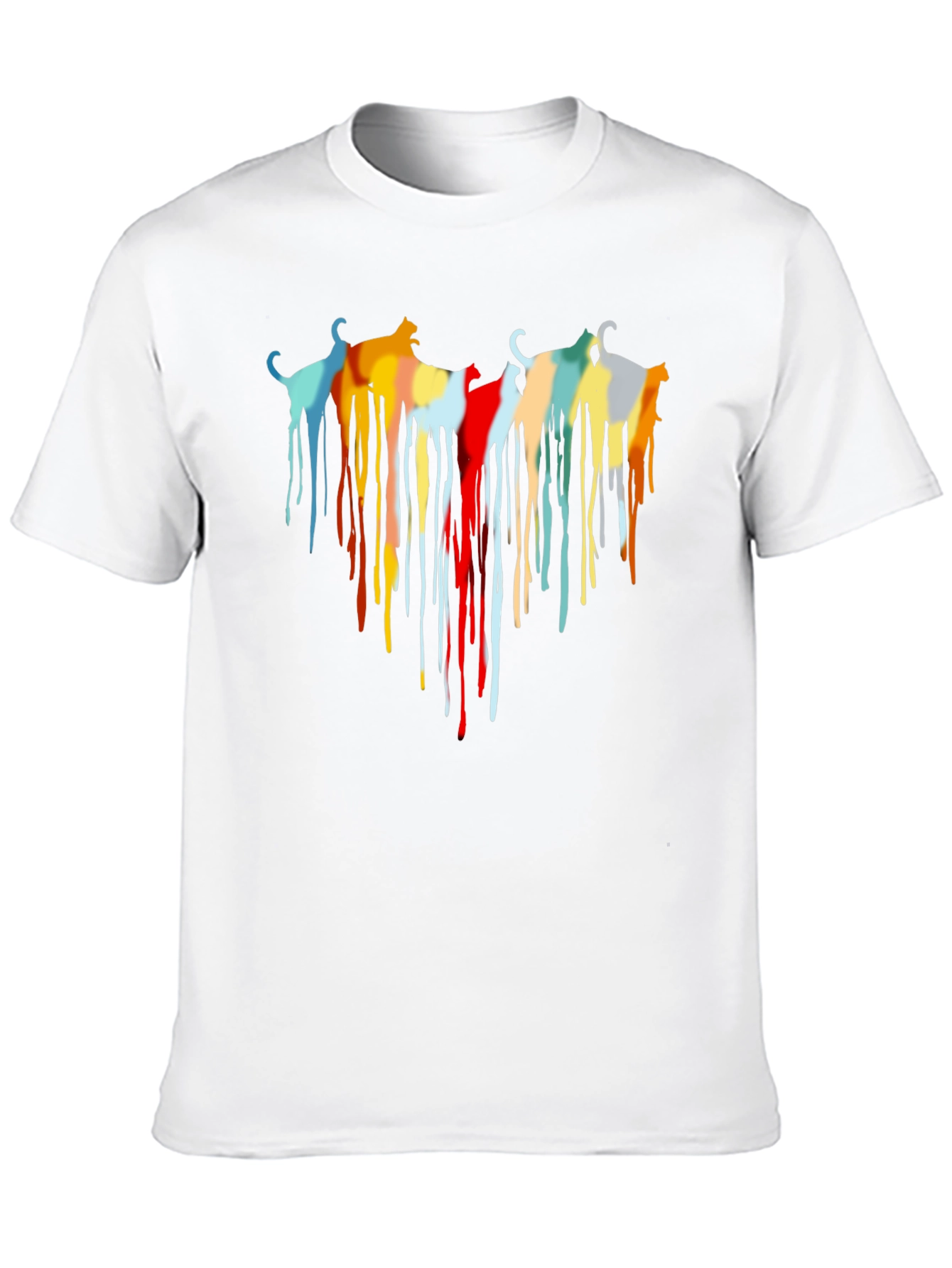 Abstract Cat Drip Art Black T-Shirt