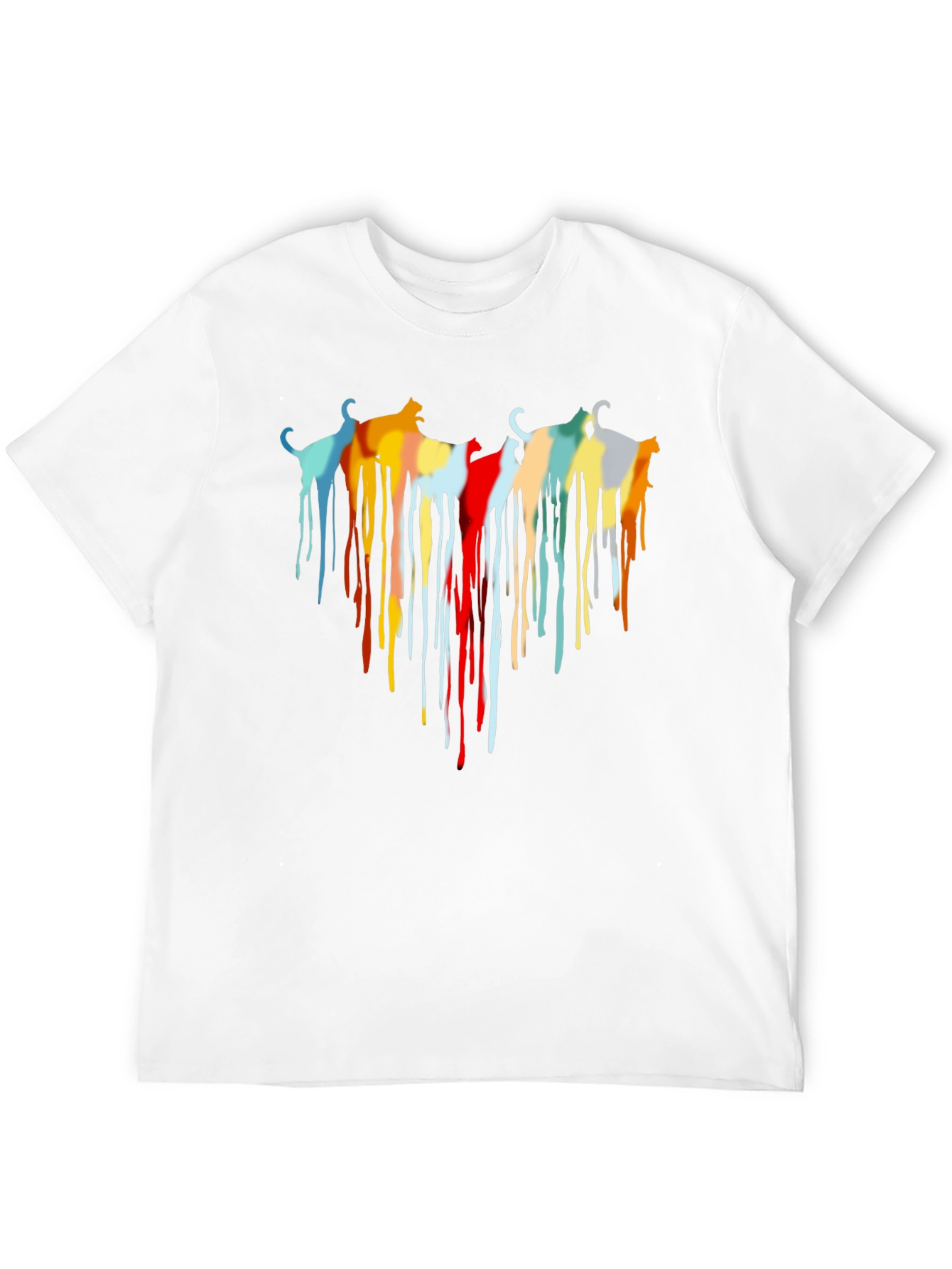 Abstract Cat Drip Art Black T-Shirt
