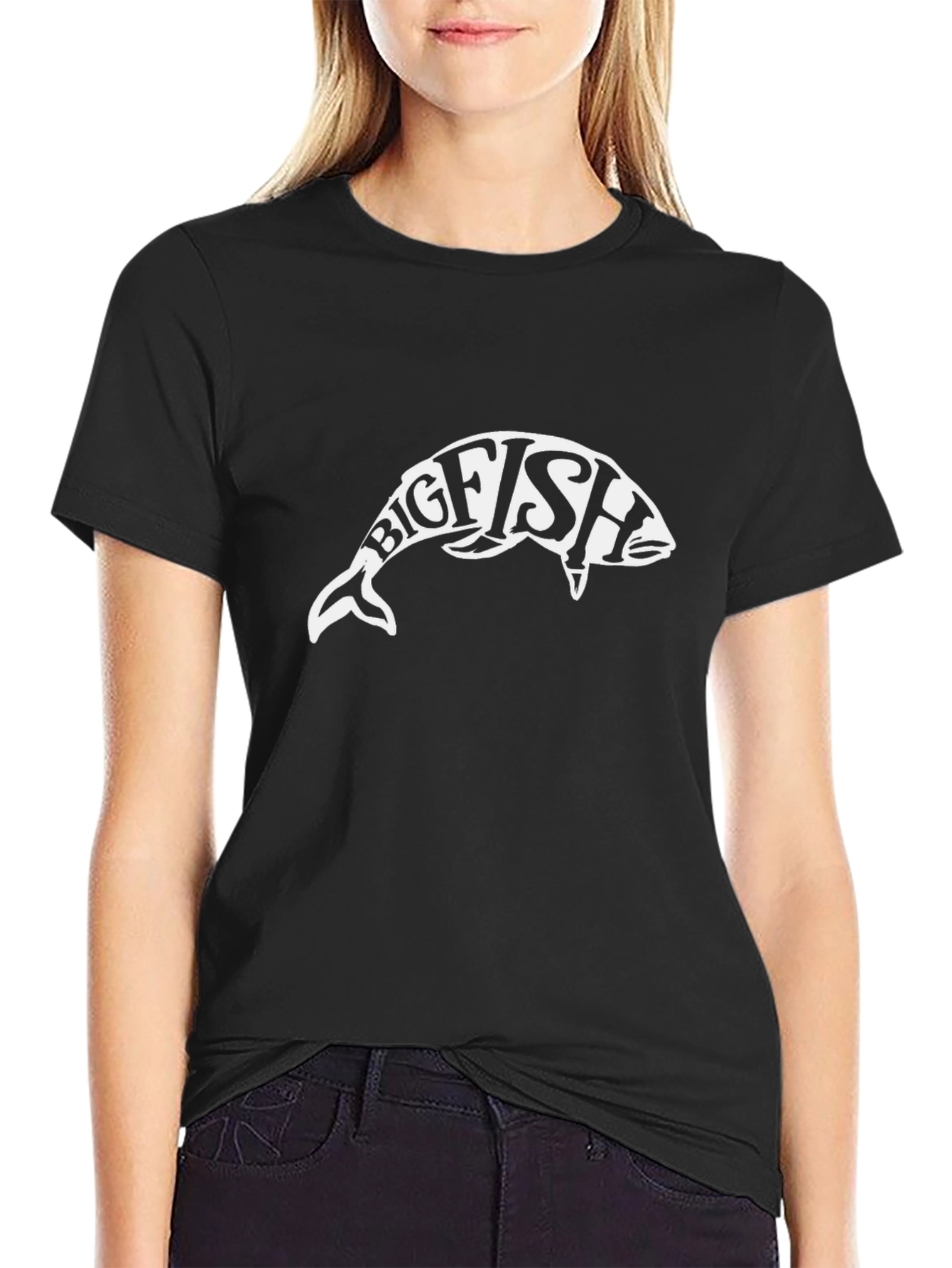 Big Fish Graphic Tee - Black Cotton T-Shirt