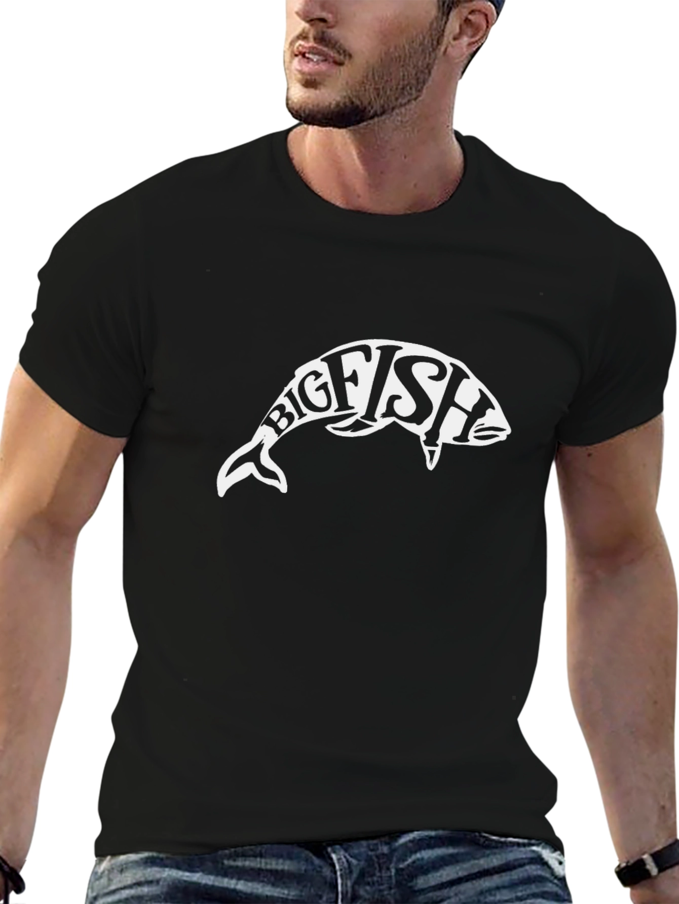 Big Fish Graphic Tee - Black Cotton T-Shirt