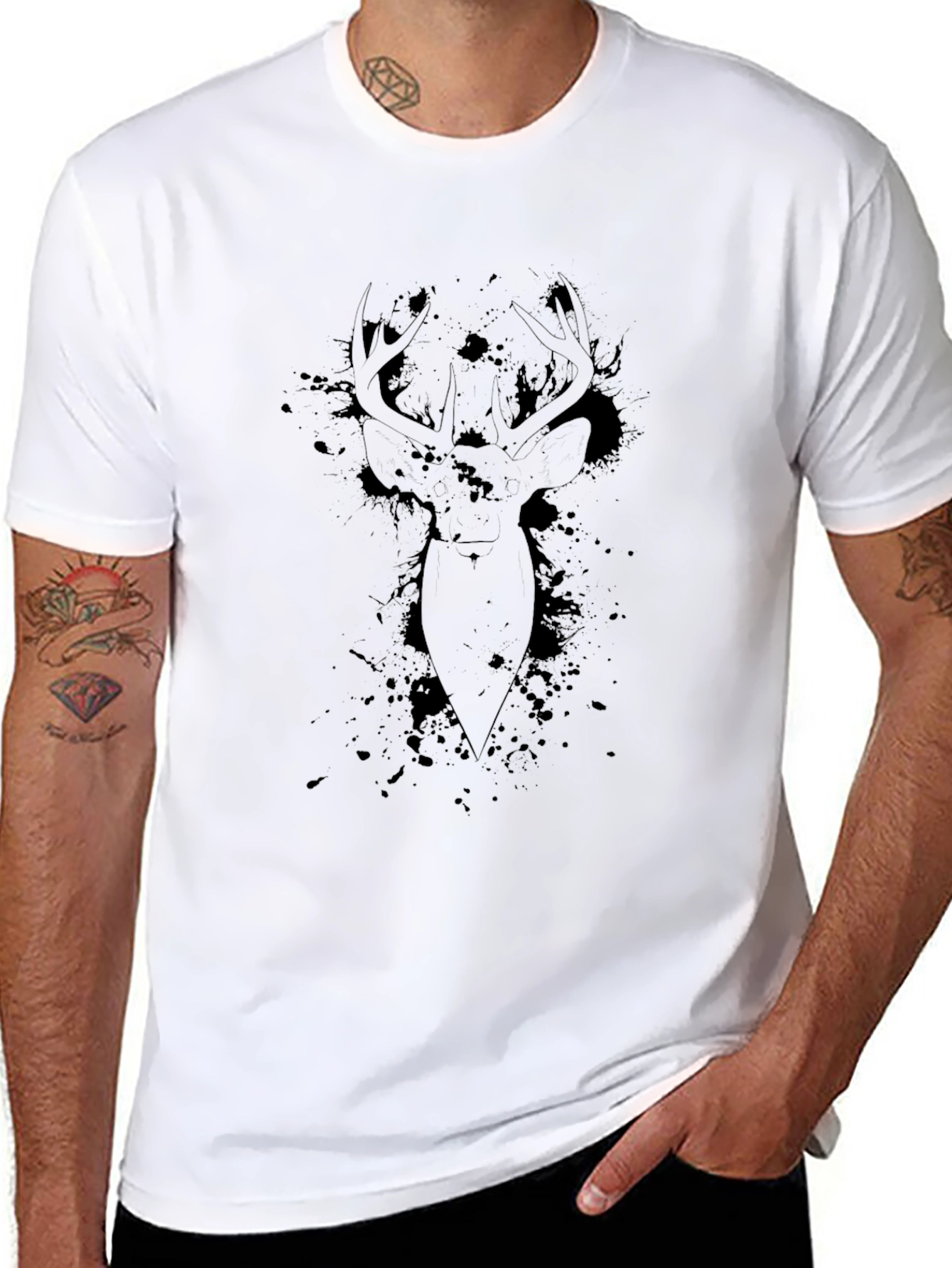 Black Deer Graphic Tee - Mens Casual Style
