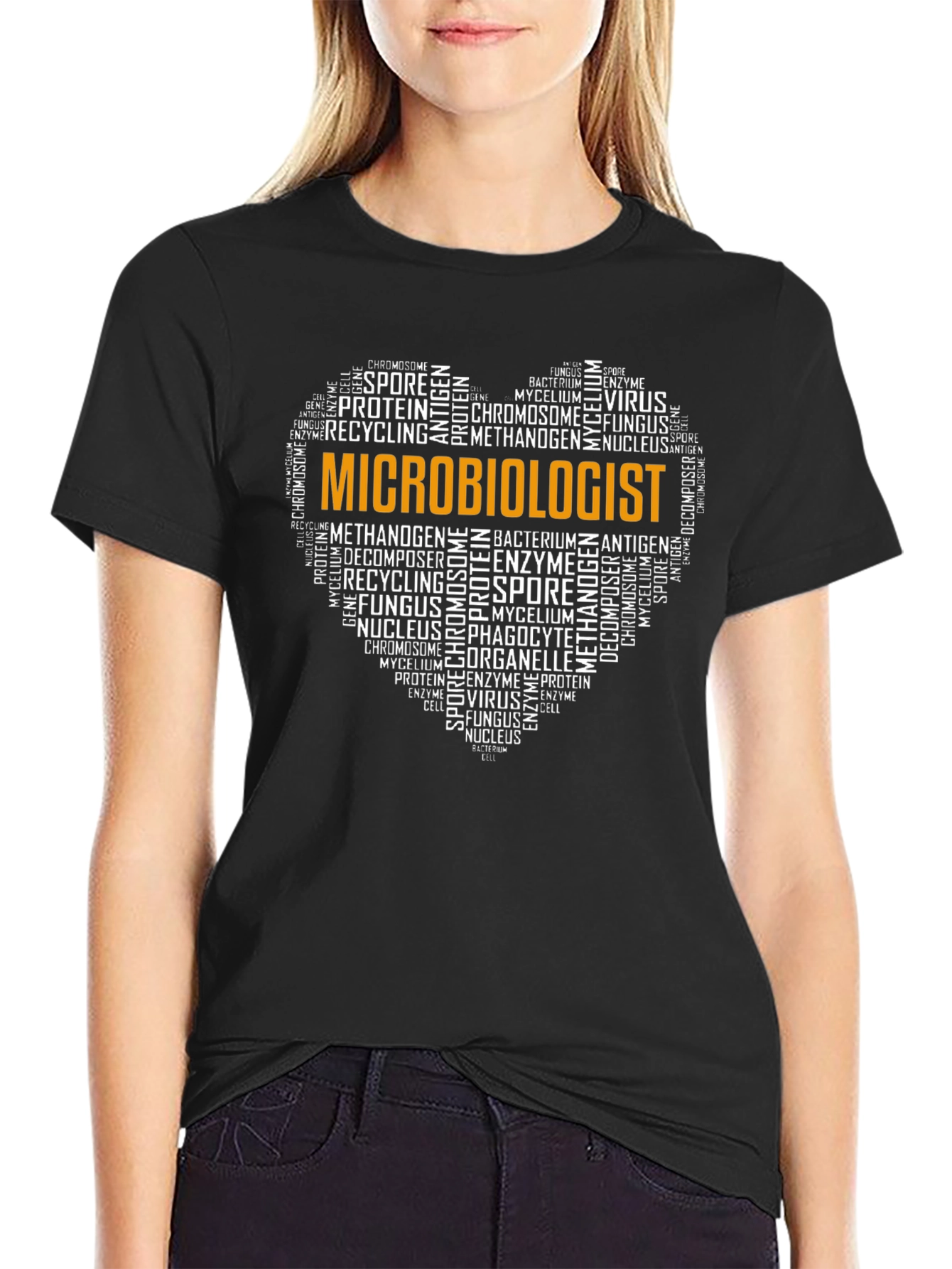 Microbiologist Word Art Heart T-Shirt