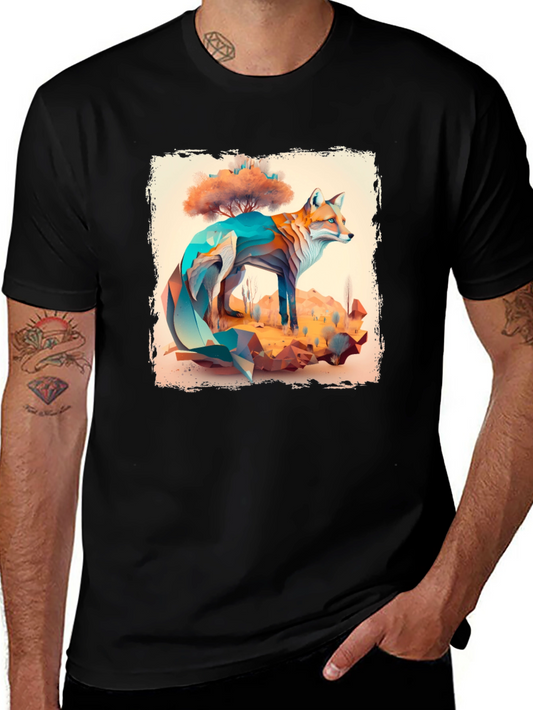 Geometric Fox Graphic T-Shirt - Unique Animal Design