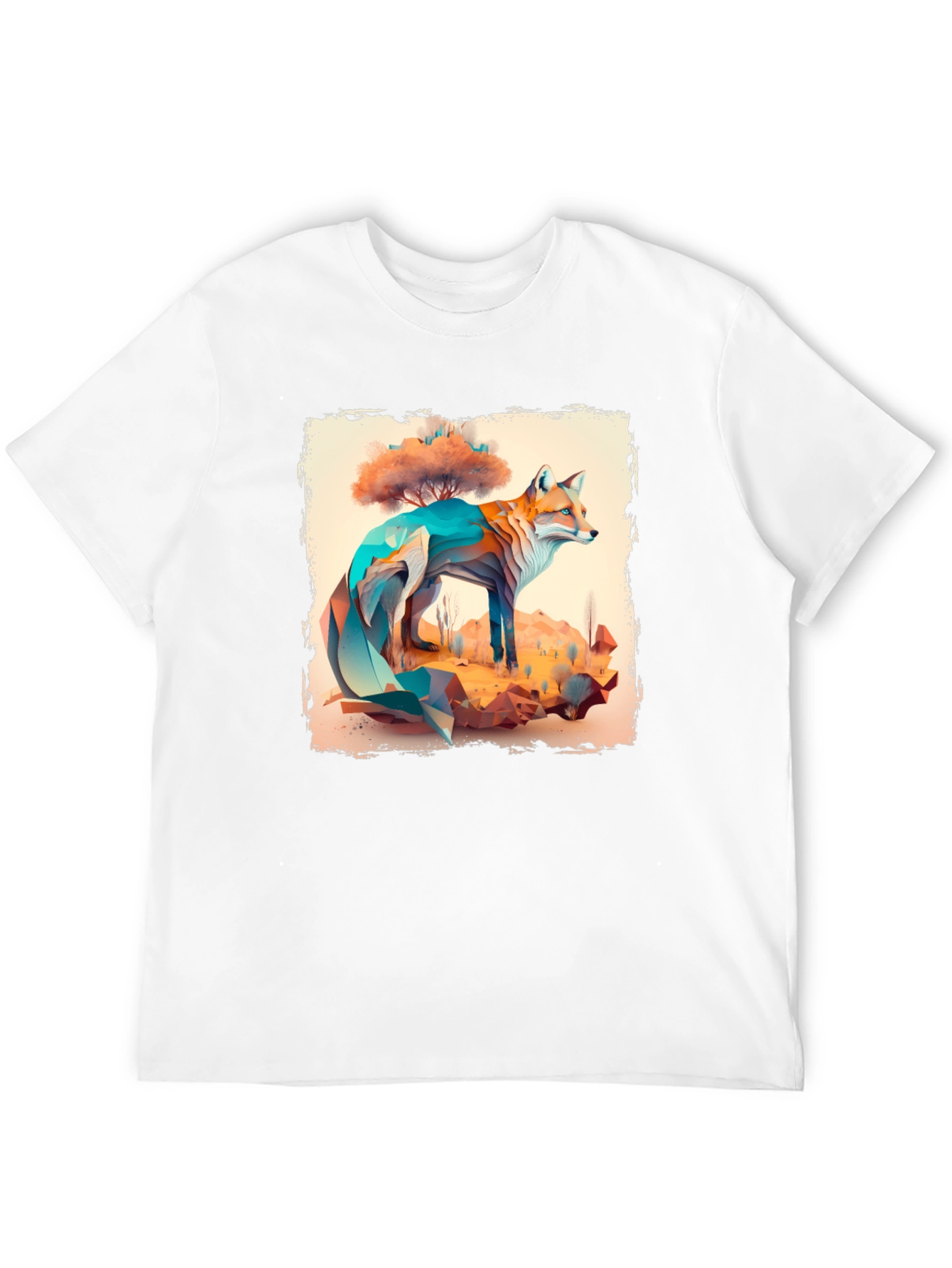 Geometric Fox Graphic T-Shirt - Unique Animal Design