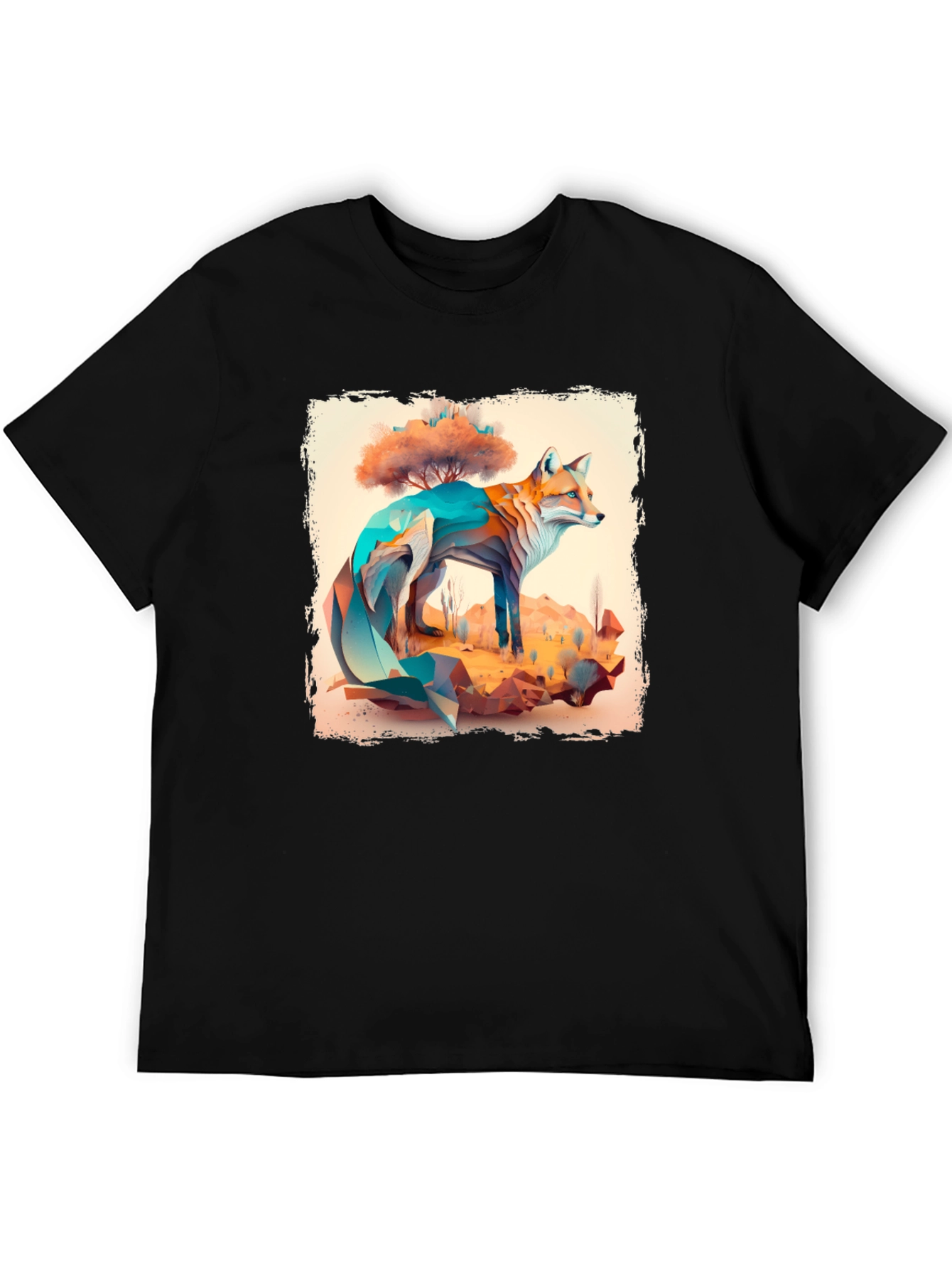Geometric Fox Graphic T-Shirt - Unique Animal Design