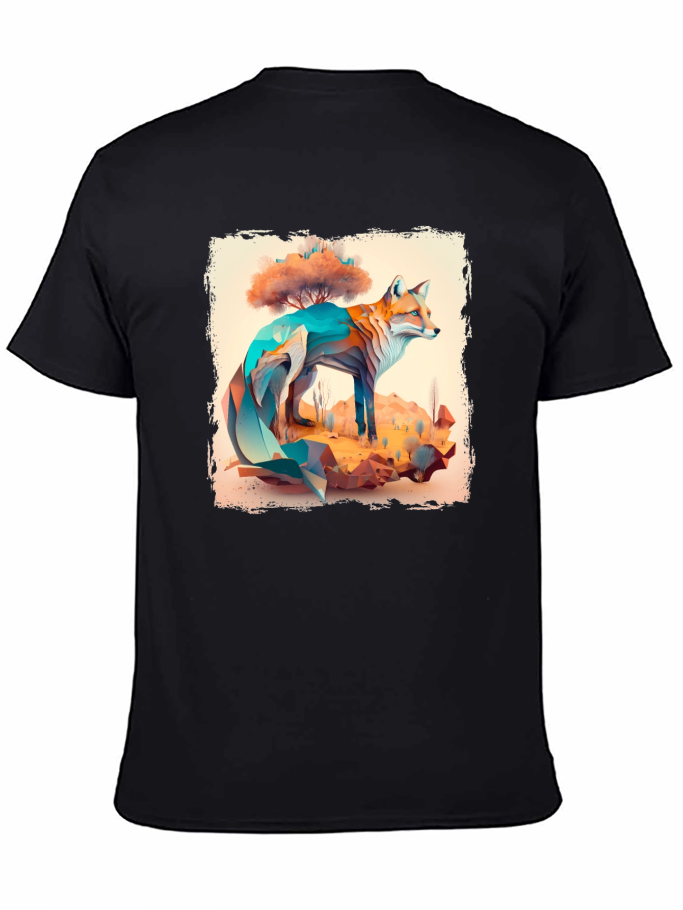 Geometric Fox Graphic T-Shirt - Unique Animal Design