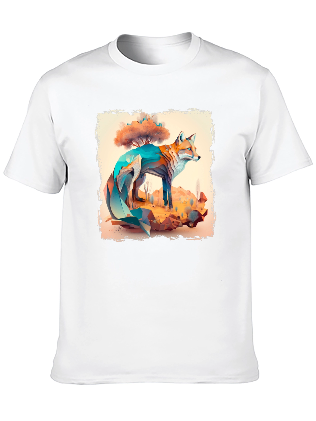 Geometric Fox Graphic T-Shirt - Unique Animal Design