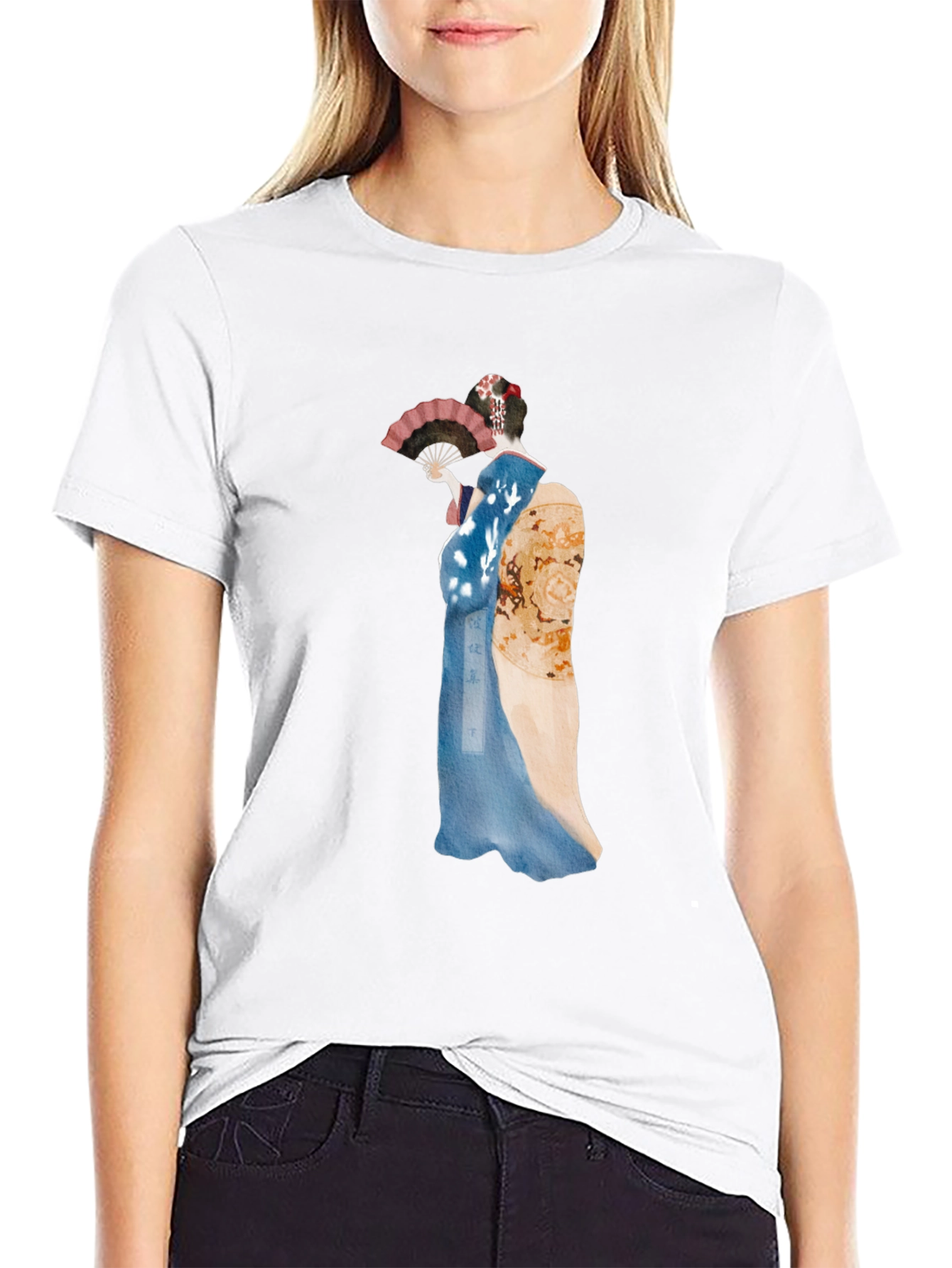 Geisha Graphic Tee - Black Cotton T-Shirt
