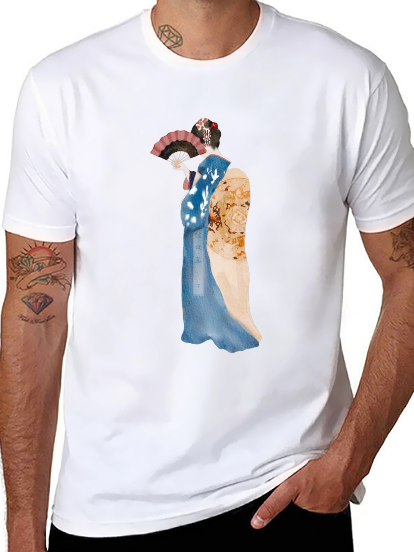Geisha Graphic Tee - Black Cotton T-Shirt