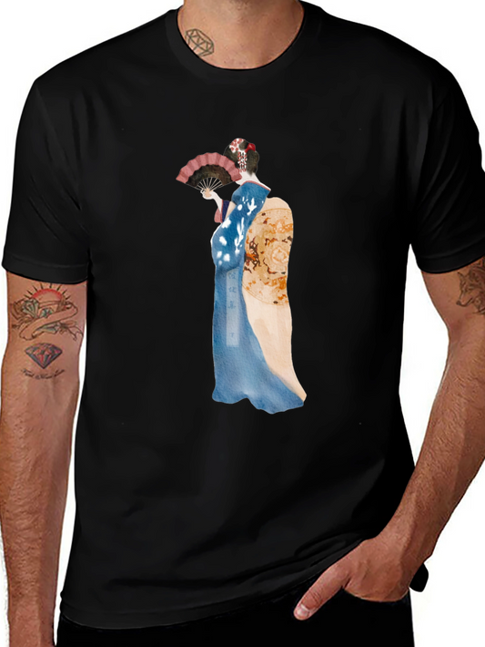 Geisha Graphic Tee - Black Cotton T-Shirt
